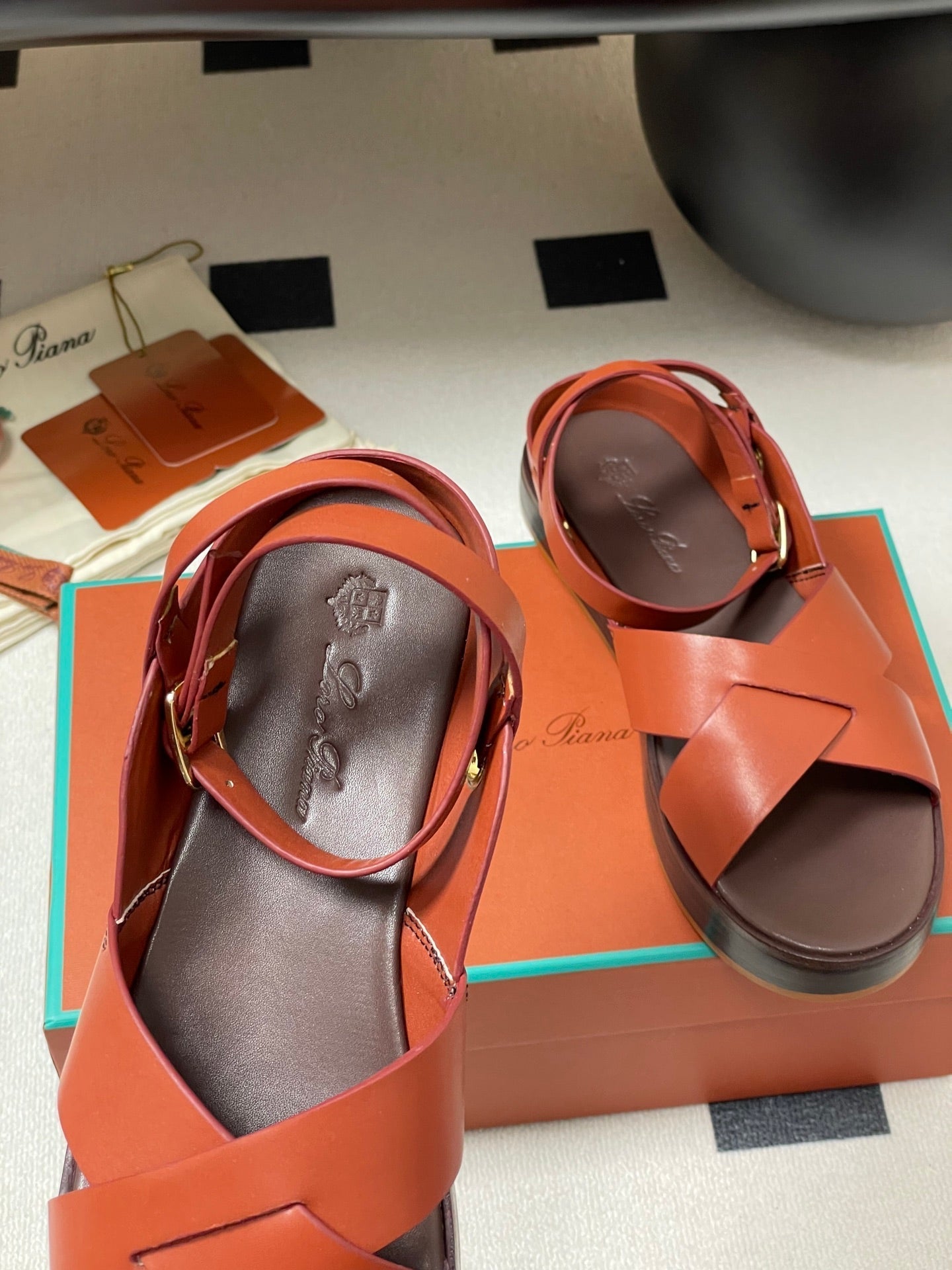 LP  Sandal Orange Brown Cowhide 312169