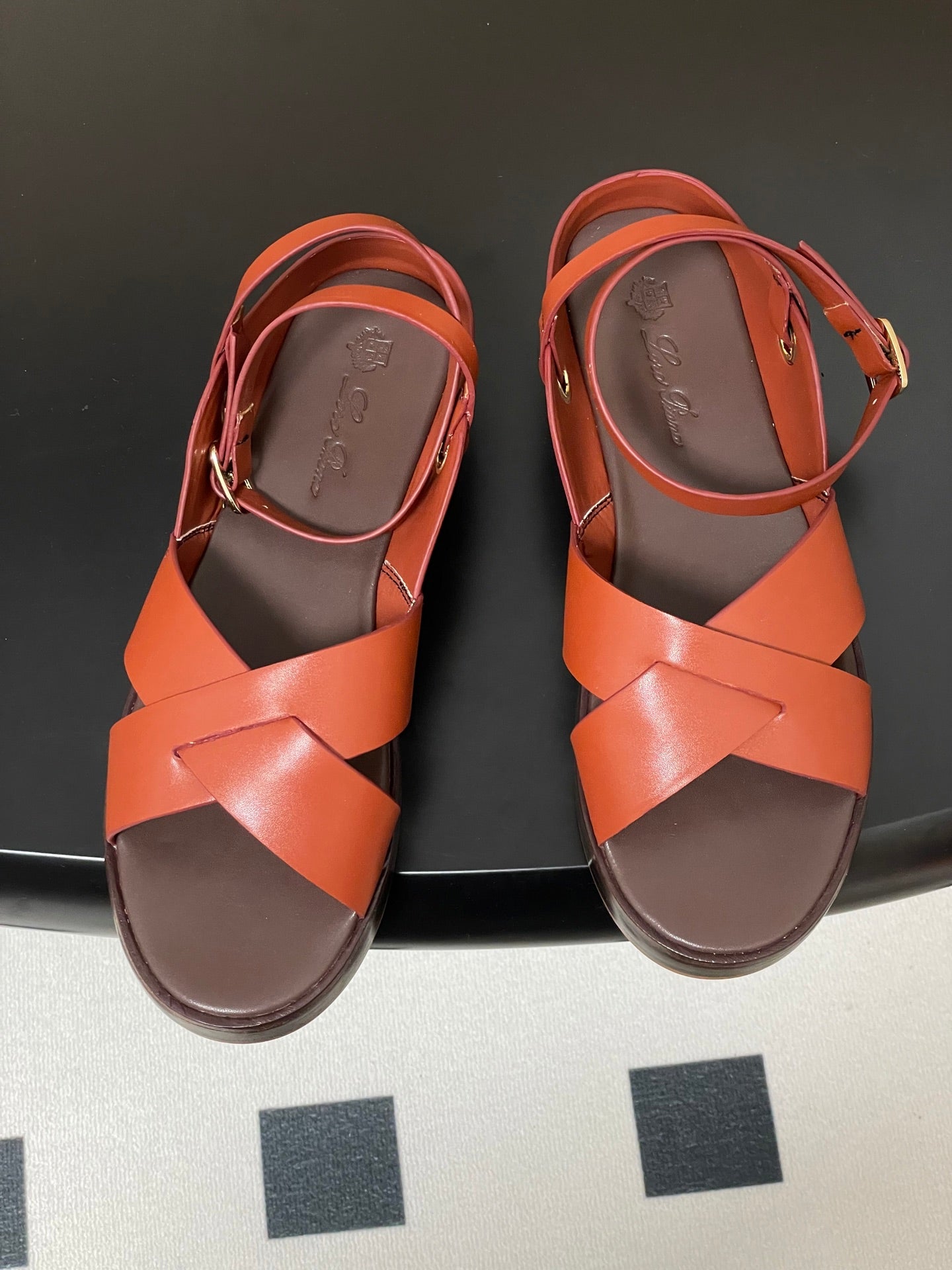 LP  Sandal Orange Brown Cowhide 312169