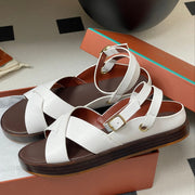 LP  Sandal White Brown Cowhide 312171