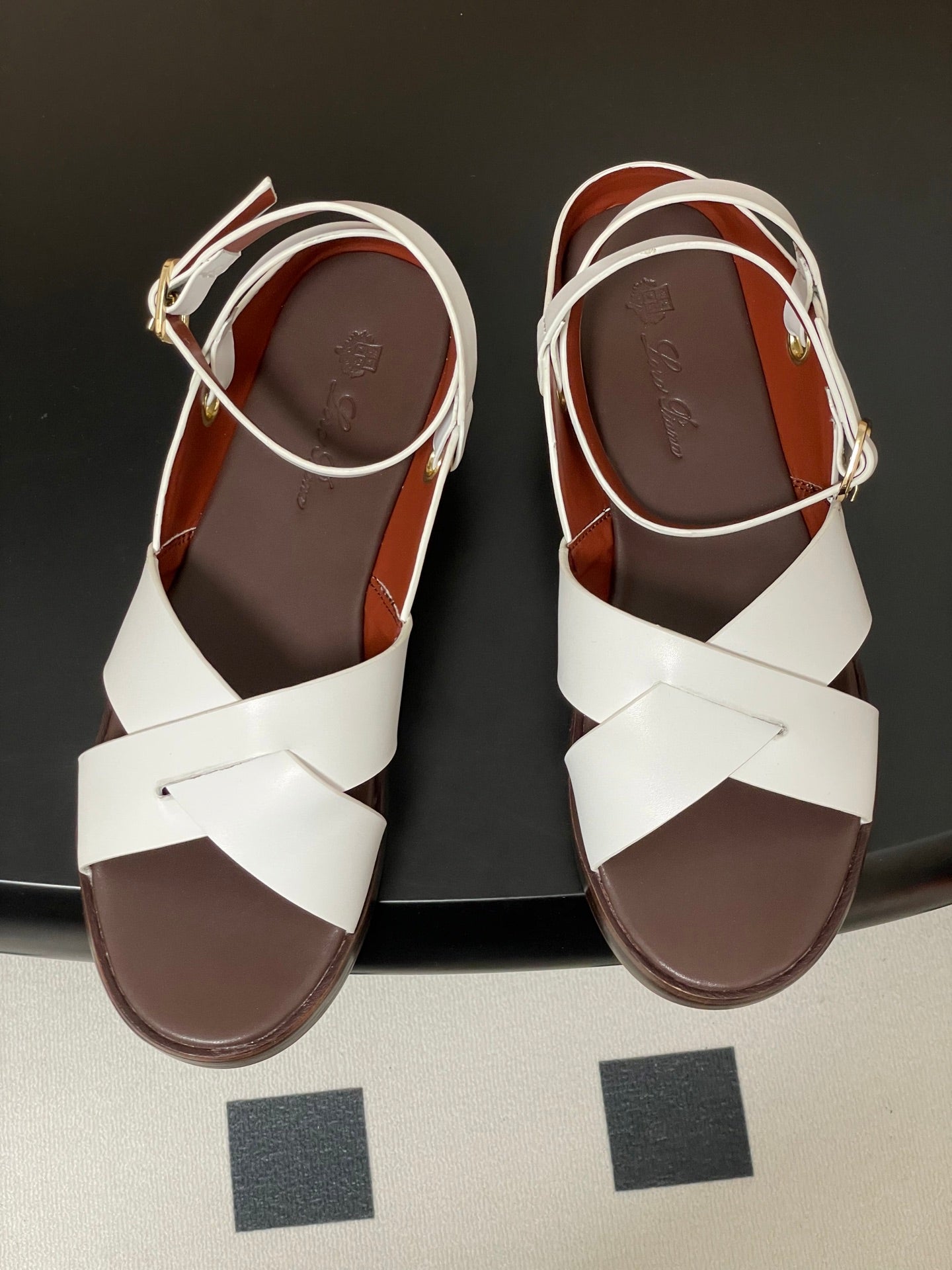 LP  Sandal White Brown Cowhide 312171