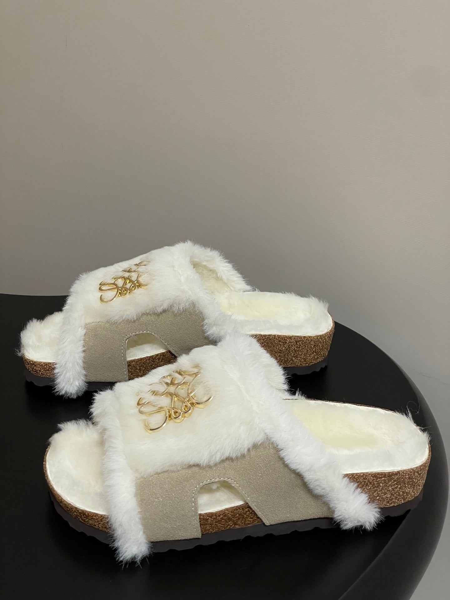 Loewe x Birkenstock slippers white gray further