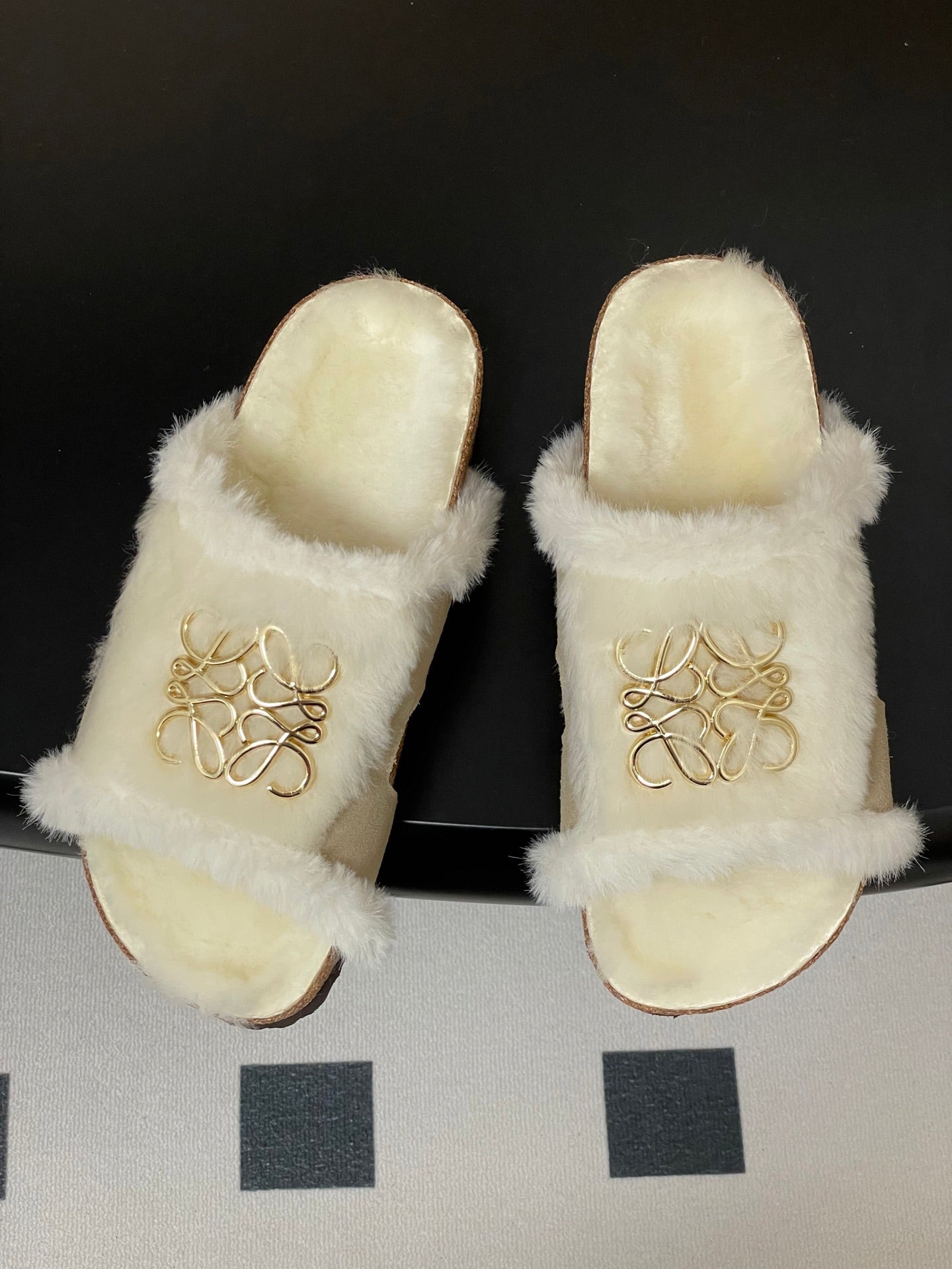 Loewe x Birkenstock slippers white gray further