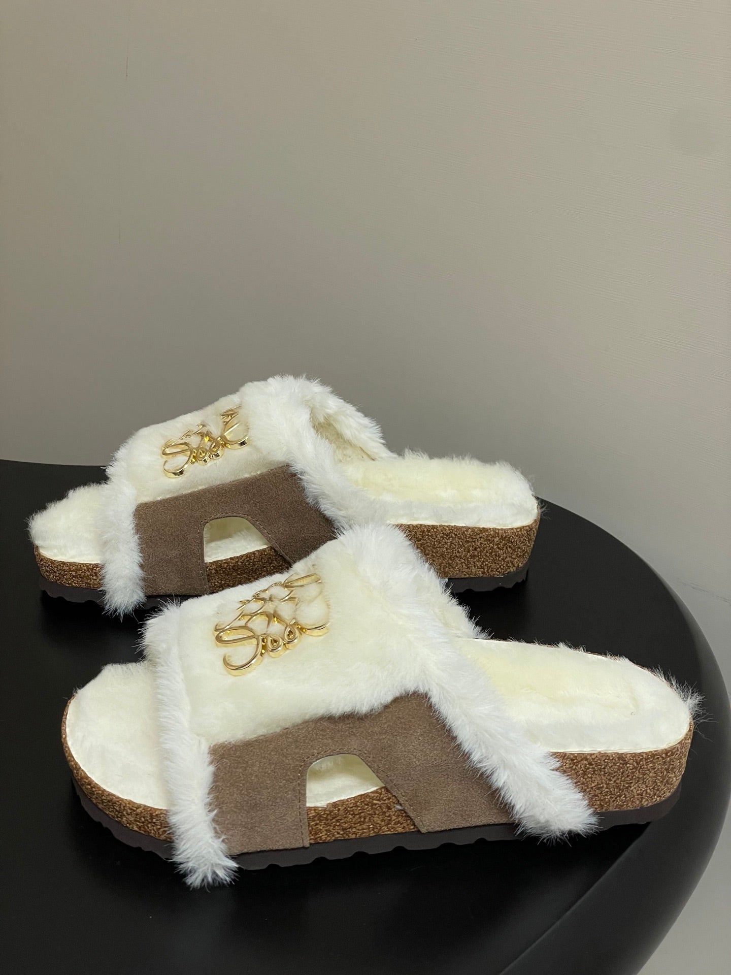 Loewe x Birkenstock slippers white brown further
