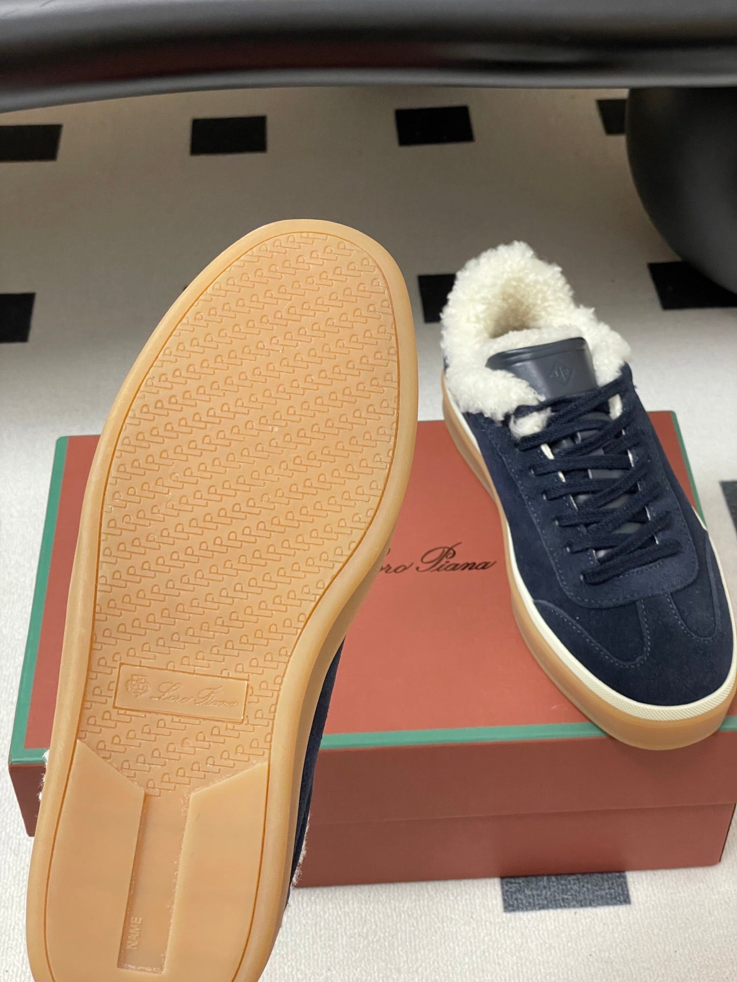 LP 25 Fur Sneaker Navy Blue Suede Cowhide 534664