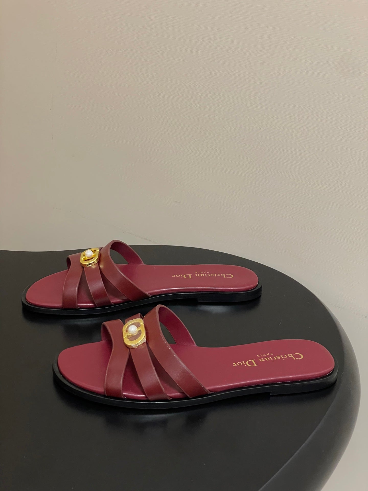 CD 26 Chunky Heel Sandals Burgundy Leather 593529