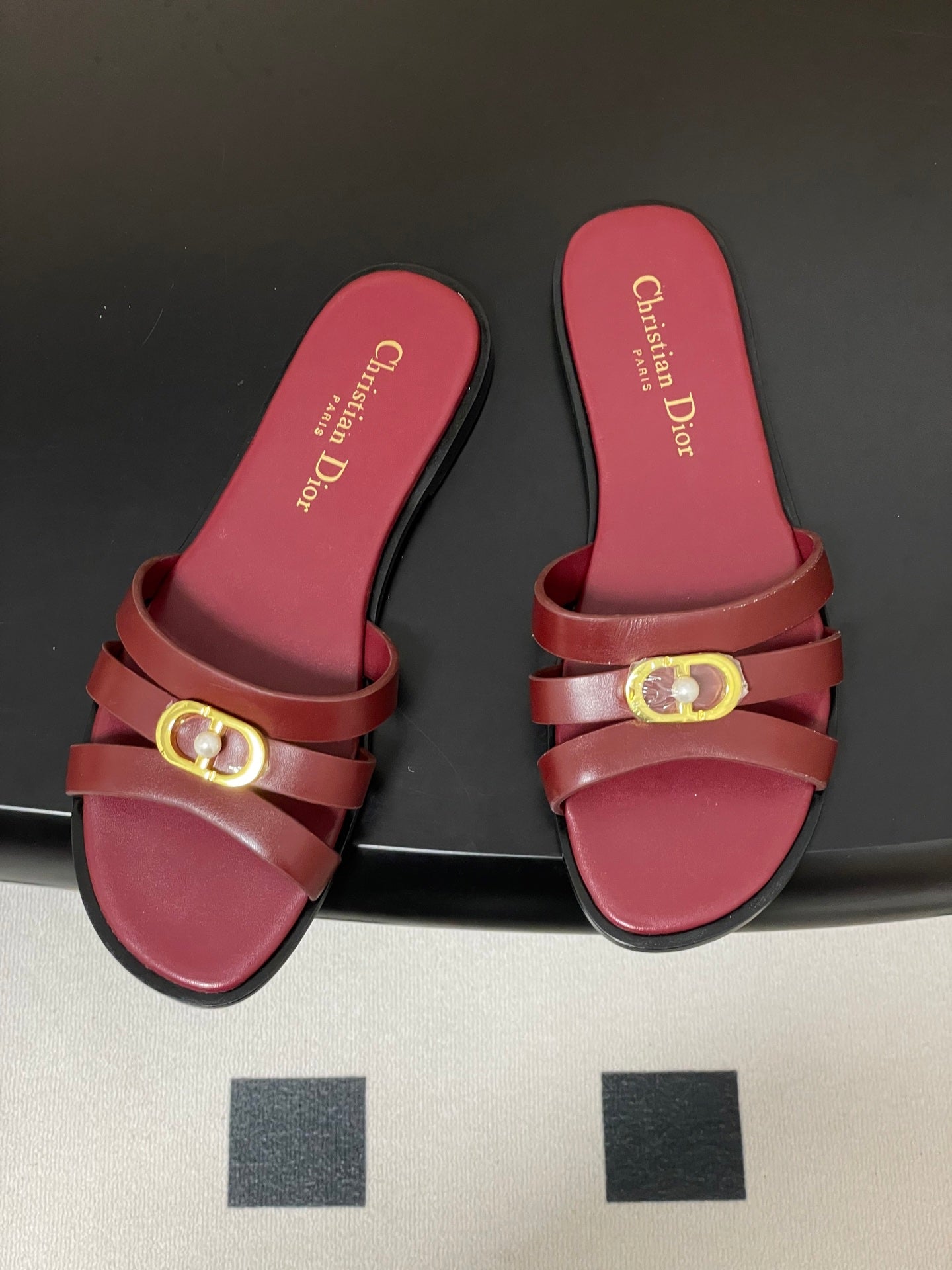 CD 26 Chunky Heel Sandals Burgundy Leather 593529