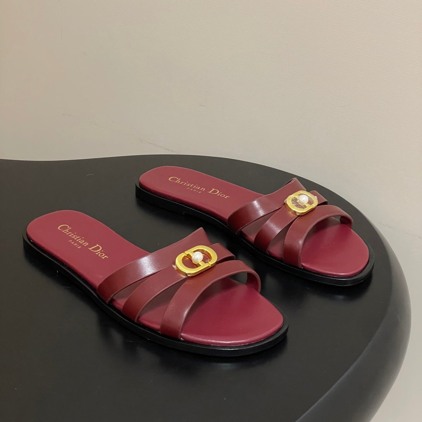 CD 26 Chunky Heel Sandals Burgundy Leather 593529