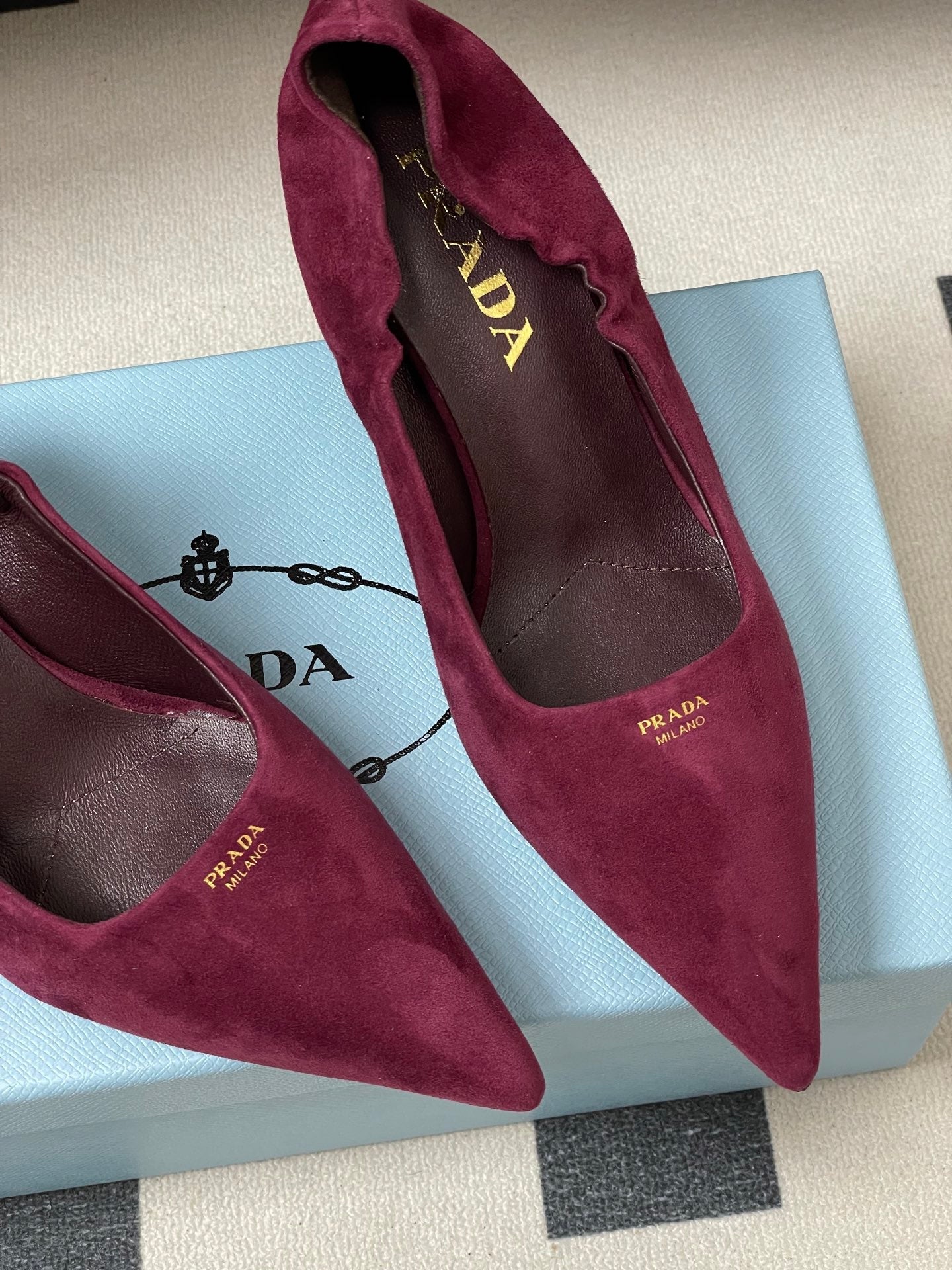PRA 26SS Pointed Toe Heels Burgundy Suede 593832
