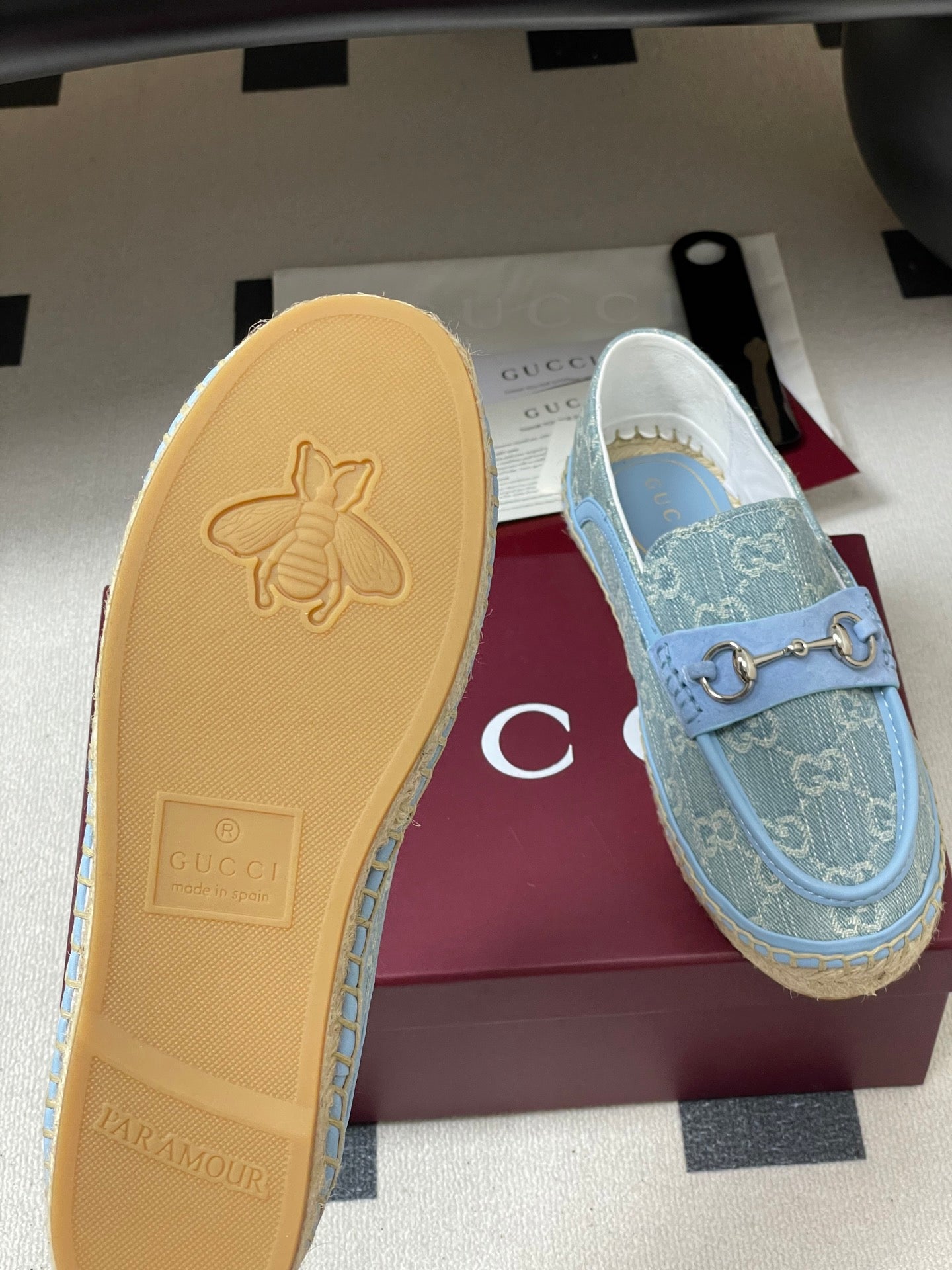 GG 26ss Slip-on Loafers Light Blue Denim 593494