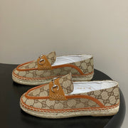GG 26ss Slip-on Loafers Camel Beige Denim 593496