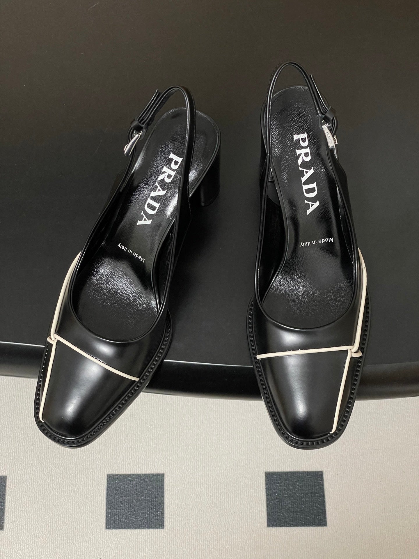 PRA 26SS Slingback 70 Black White Cowhide 593846