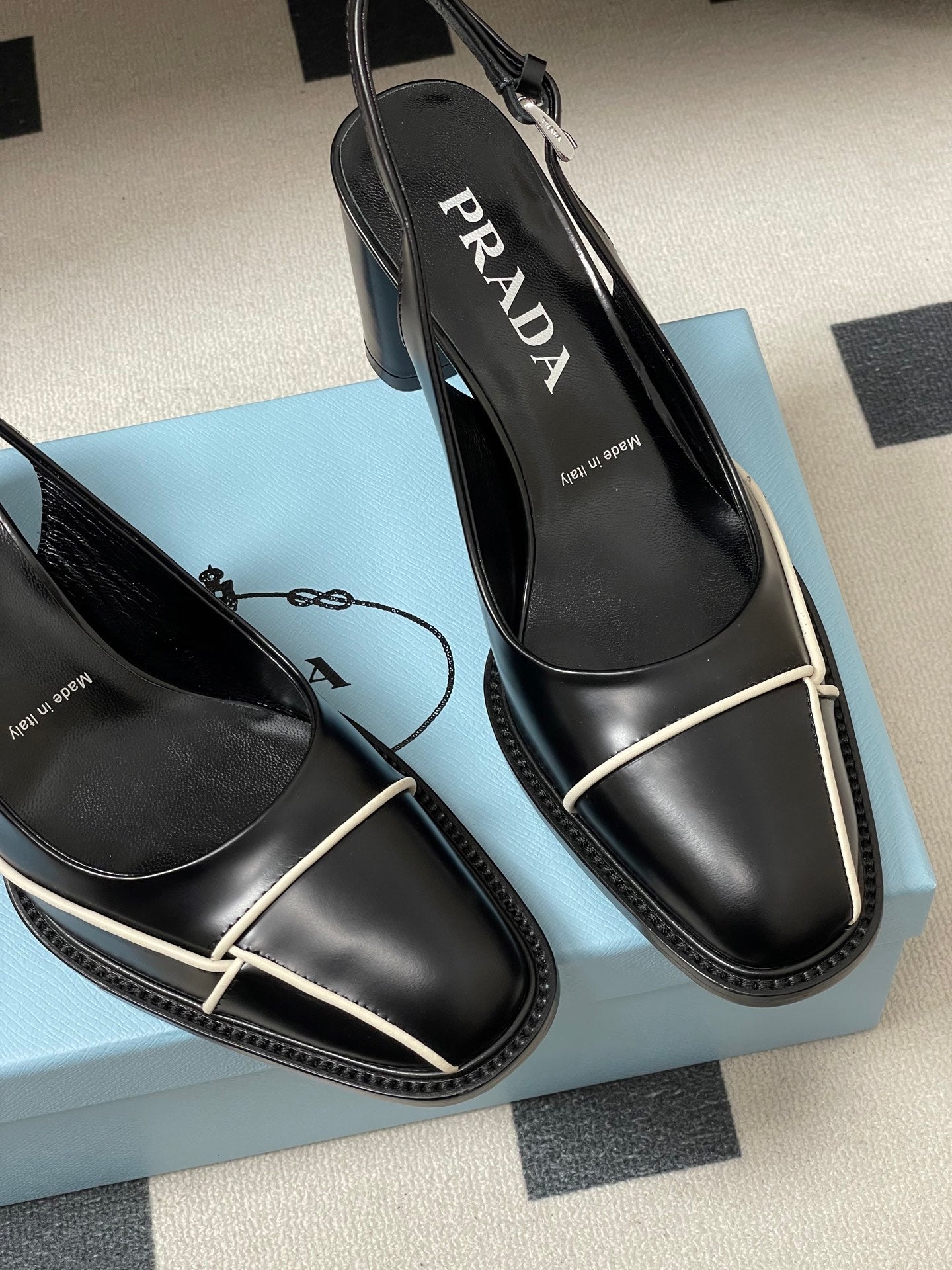 PRA 26SS Slingback 70 Black White Cowhide 593846