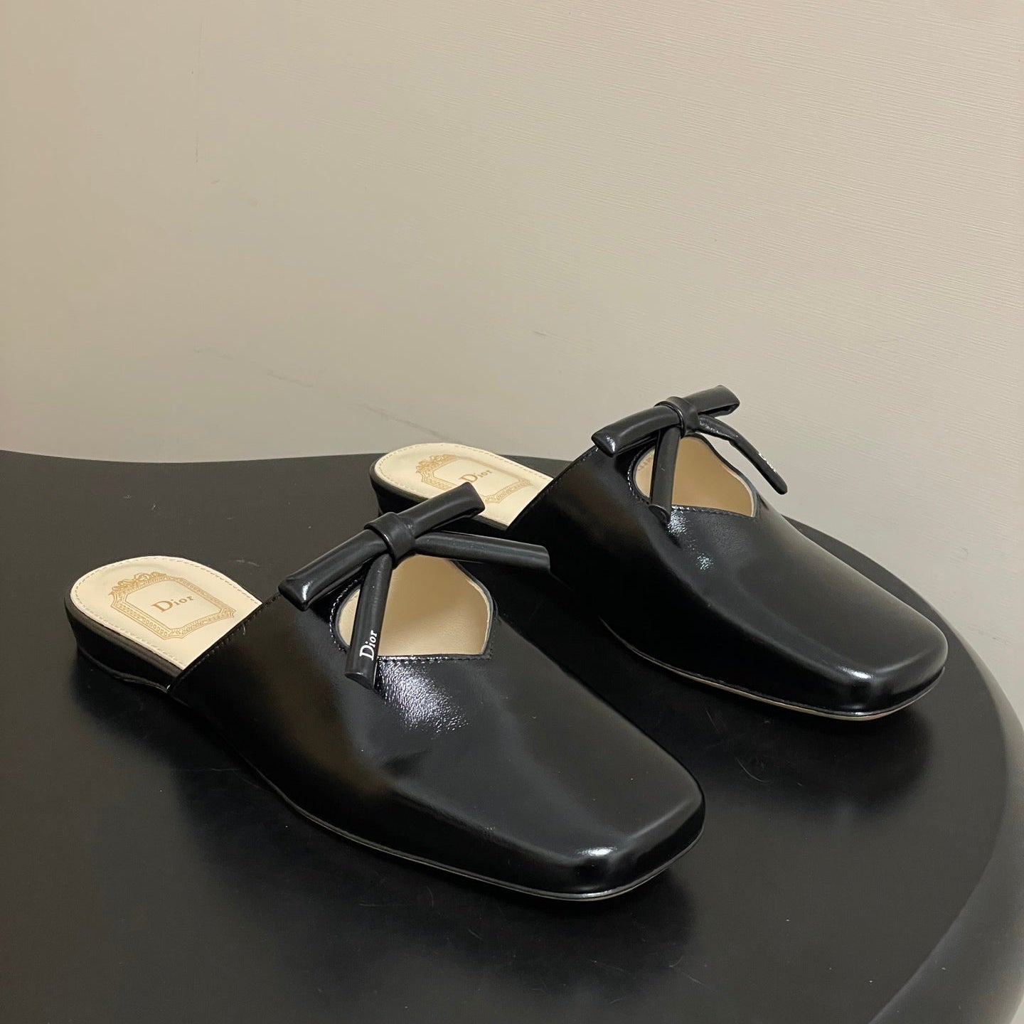 CD 26 Flat Mule Black Patent Cowhide 593599