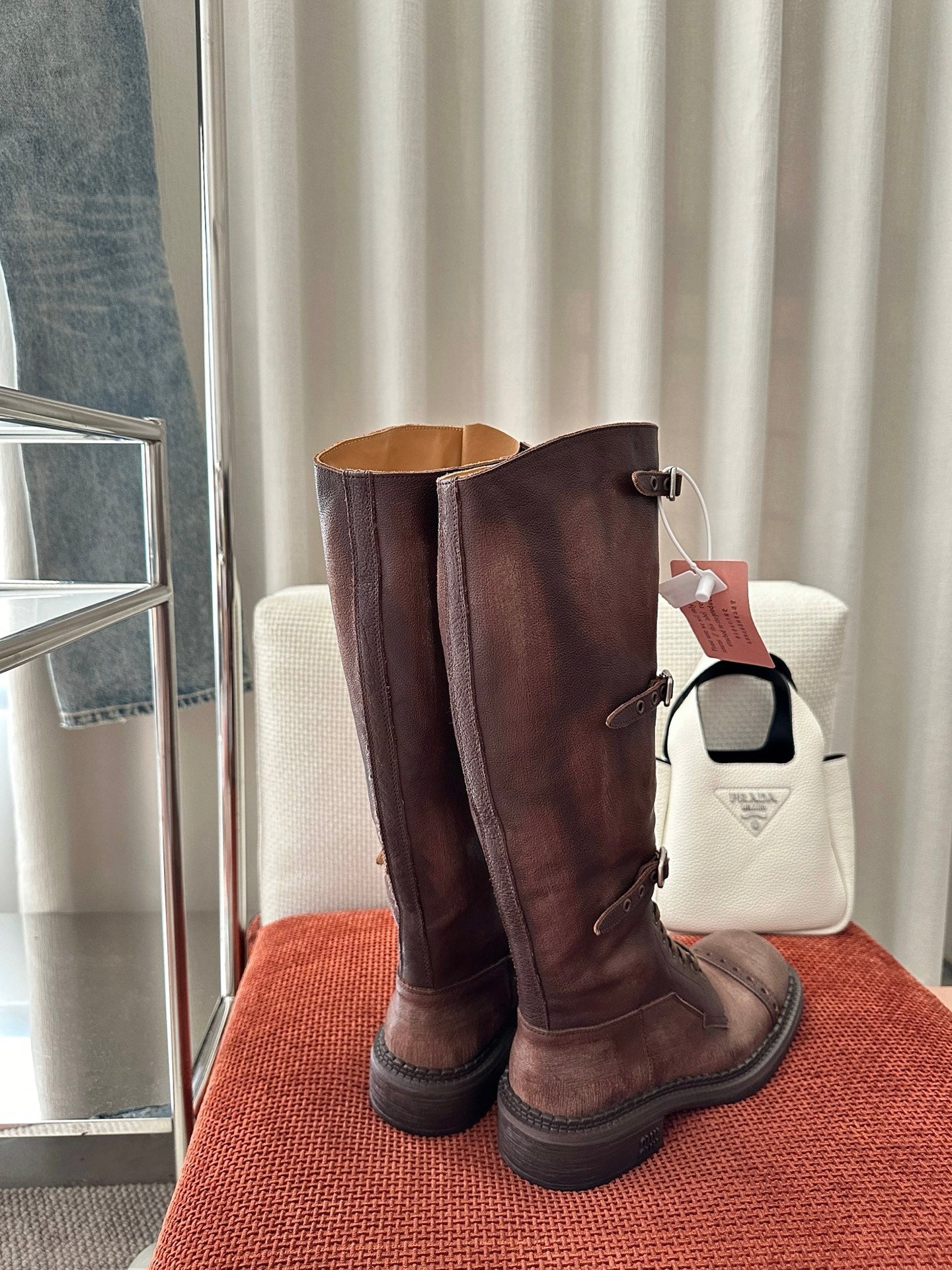 MiuMiu 25 motorcycle boots brown cowhide 521967