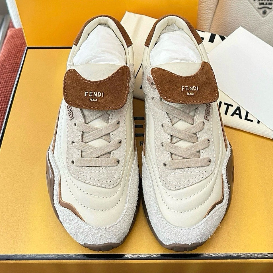 Fendi 2025 Wave Pulse Sneaker White Brown Suede 562140