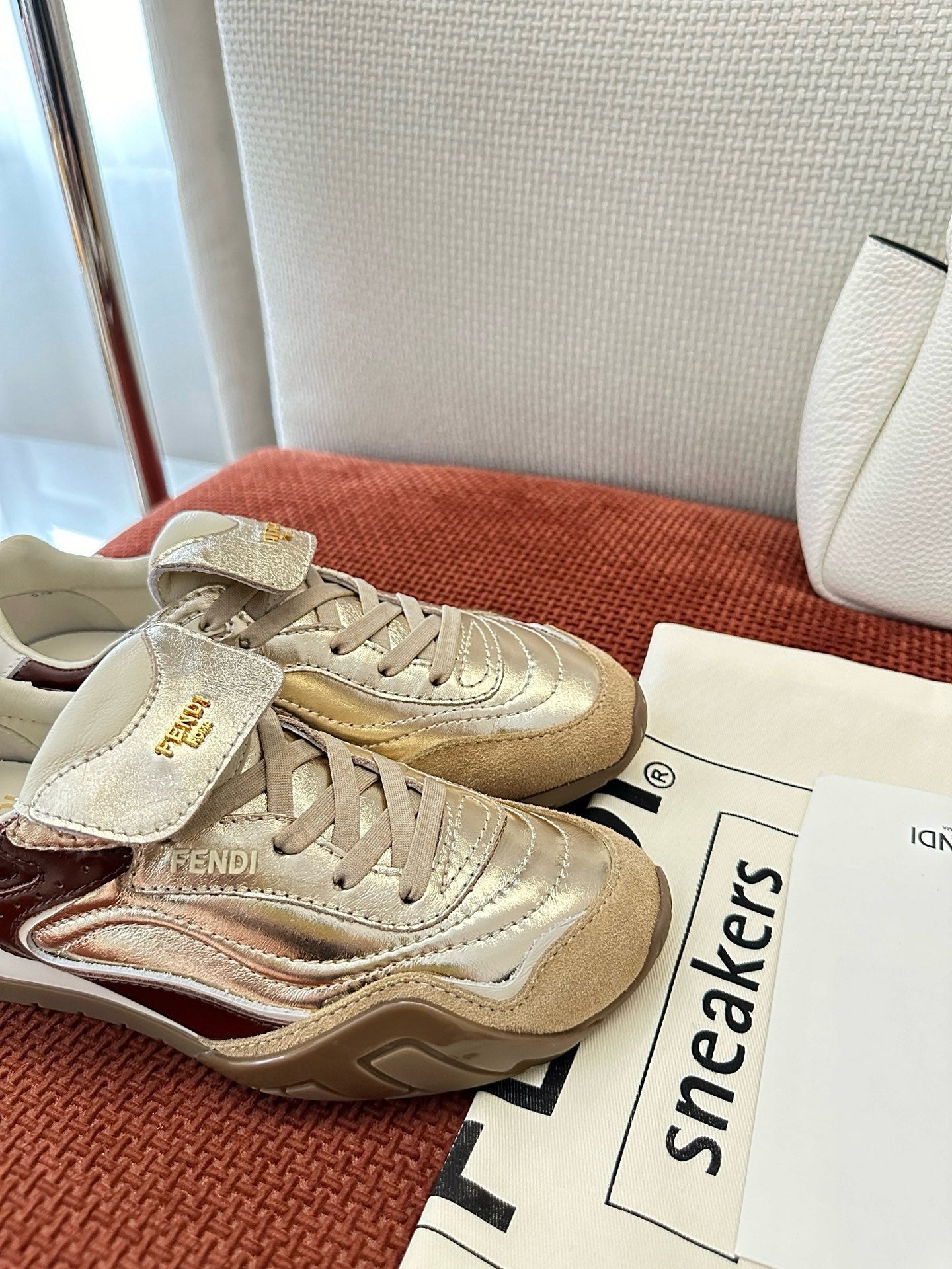 Fendi 2025 Wave Pulse Sneaker Silver Brown Suede Cowhide 562139