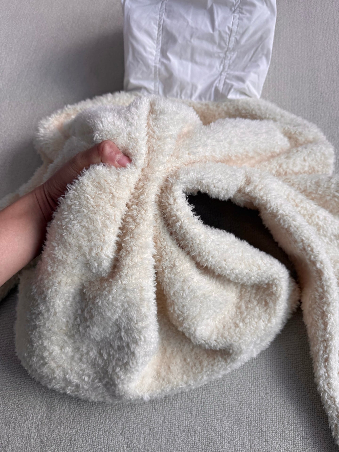 MC 2025 Sweatshirt Ivory White Teddy Felt Fabric