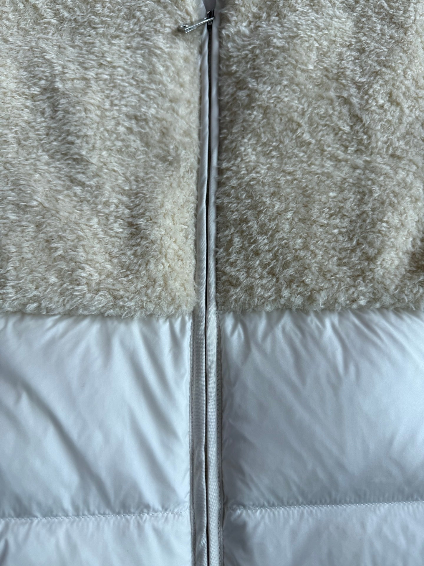 Moncler 2025 Marne Combo Puffer Jacket Cream White Wool Down