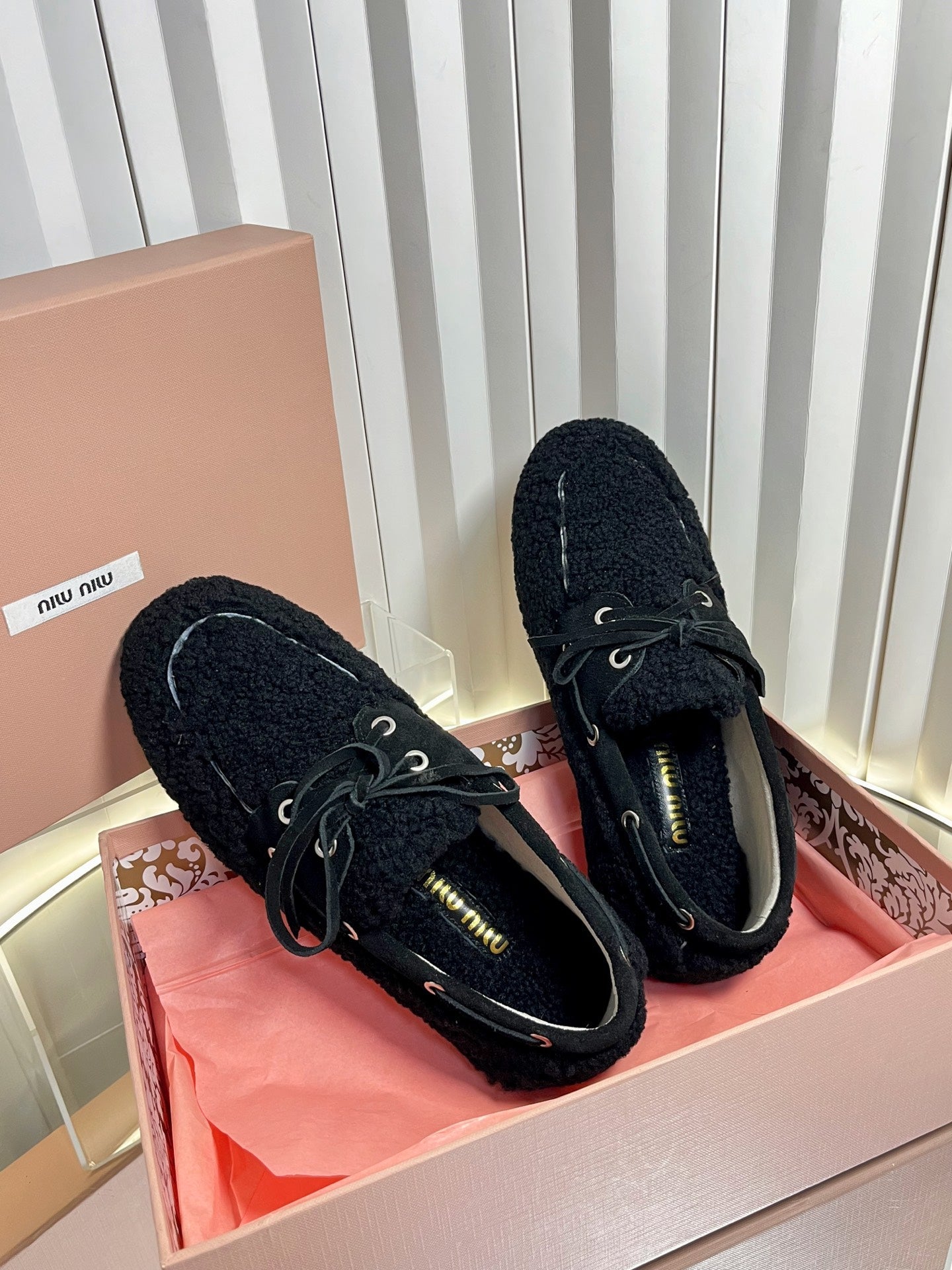 Miumiu 25 Loafer Black Wool 548411