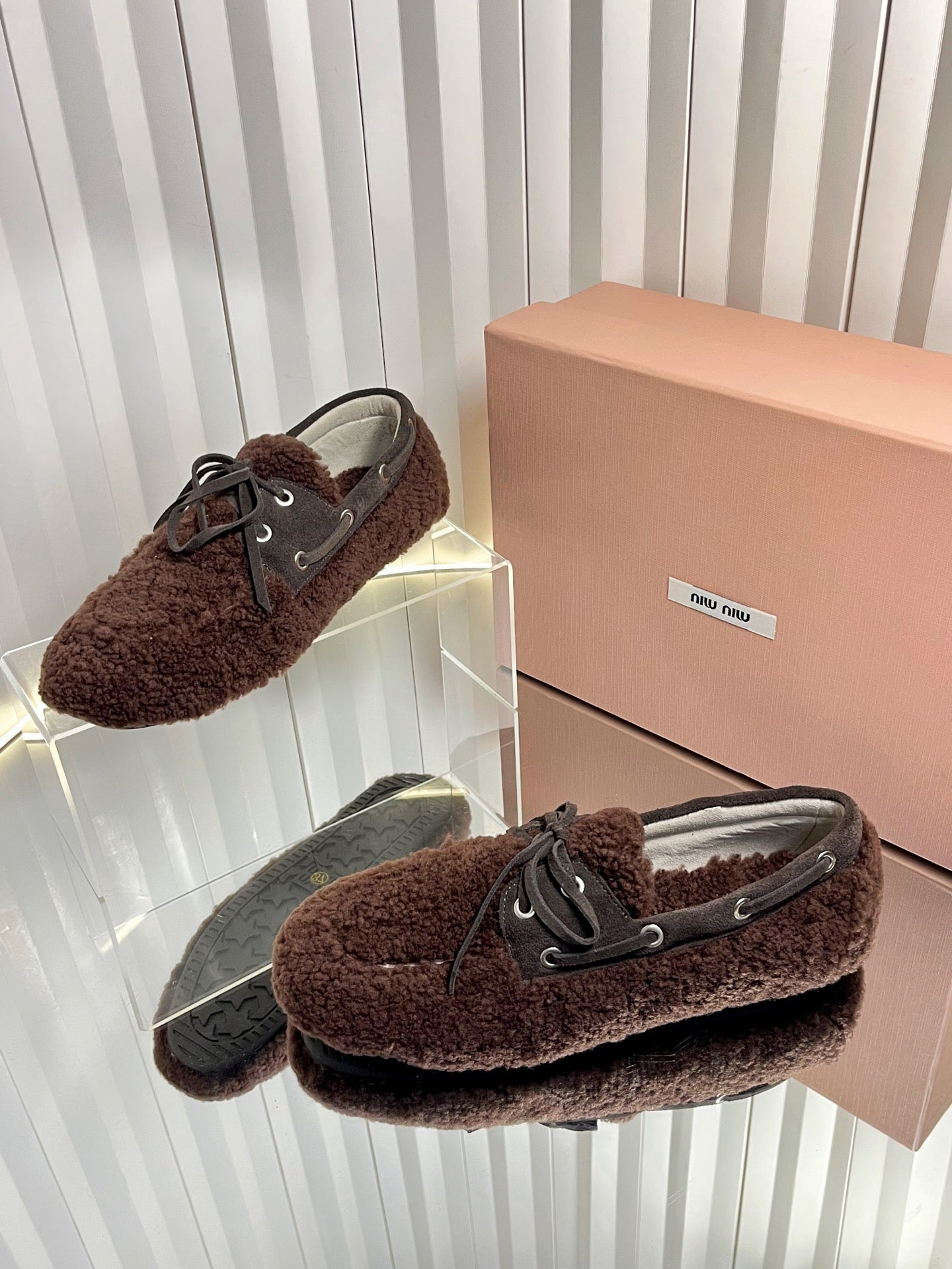 Miumiu 25 Loafer Chocolate Brown Wool 548412