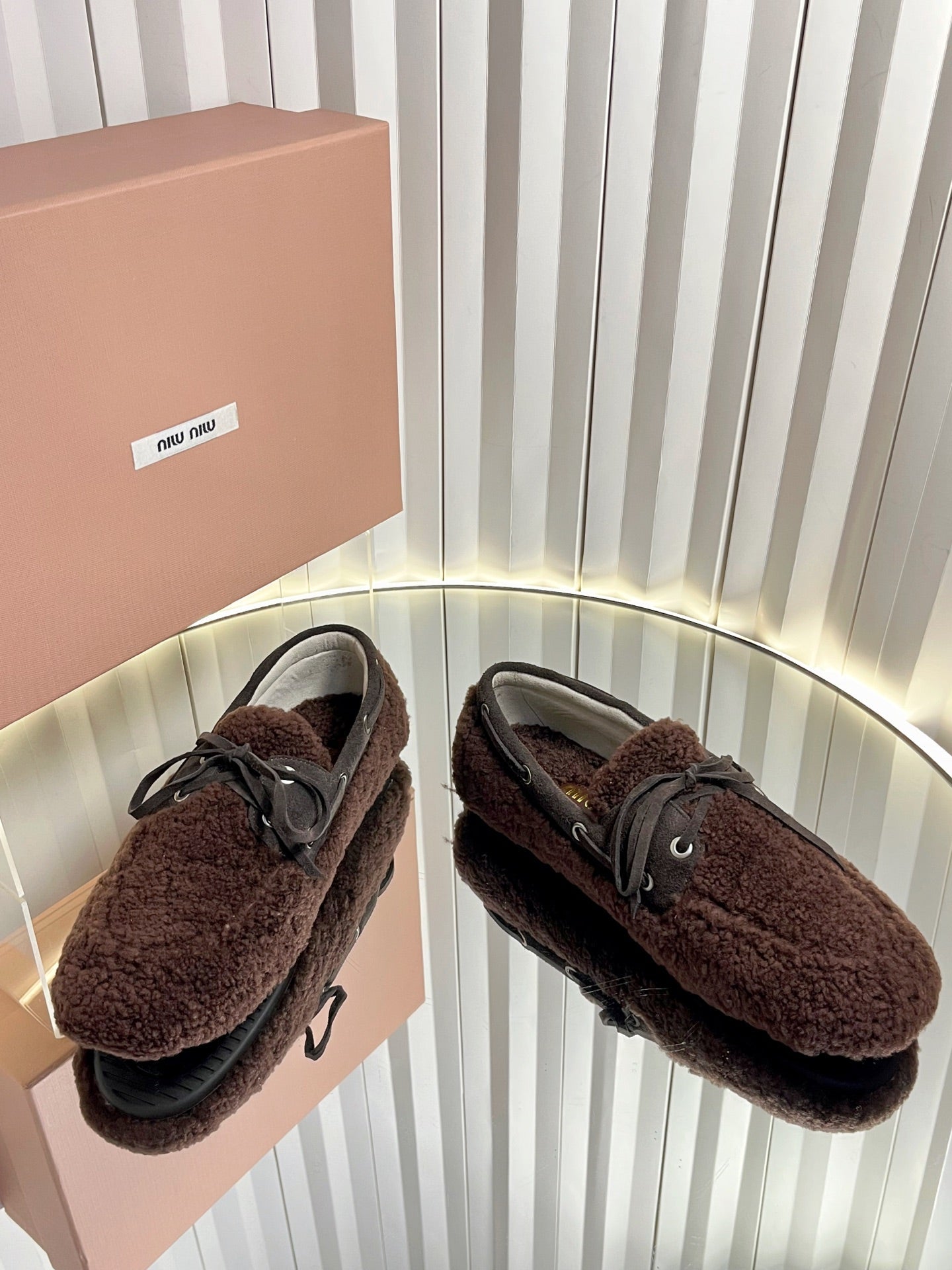 Miumiu 25 Loafer Chocolate Brown Wool 548412