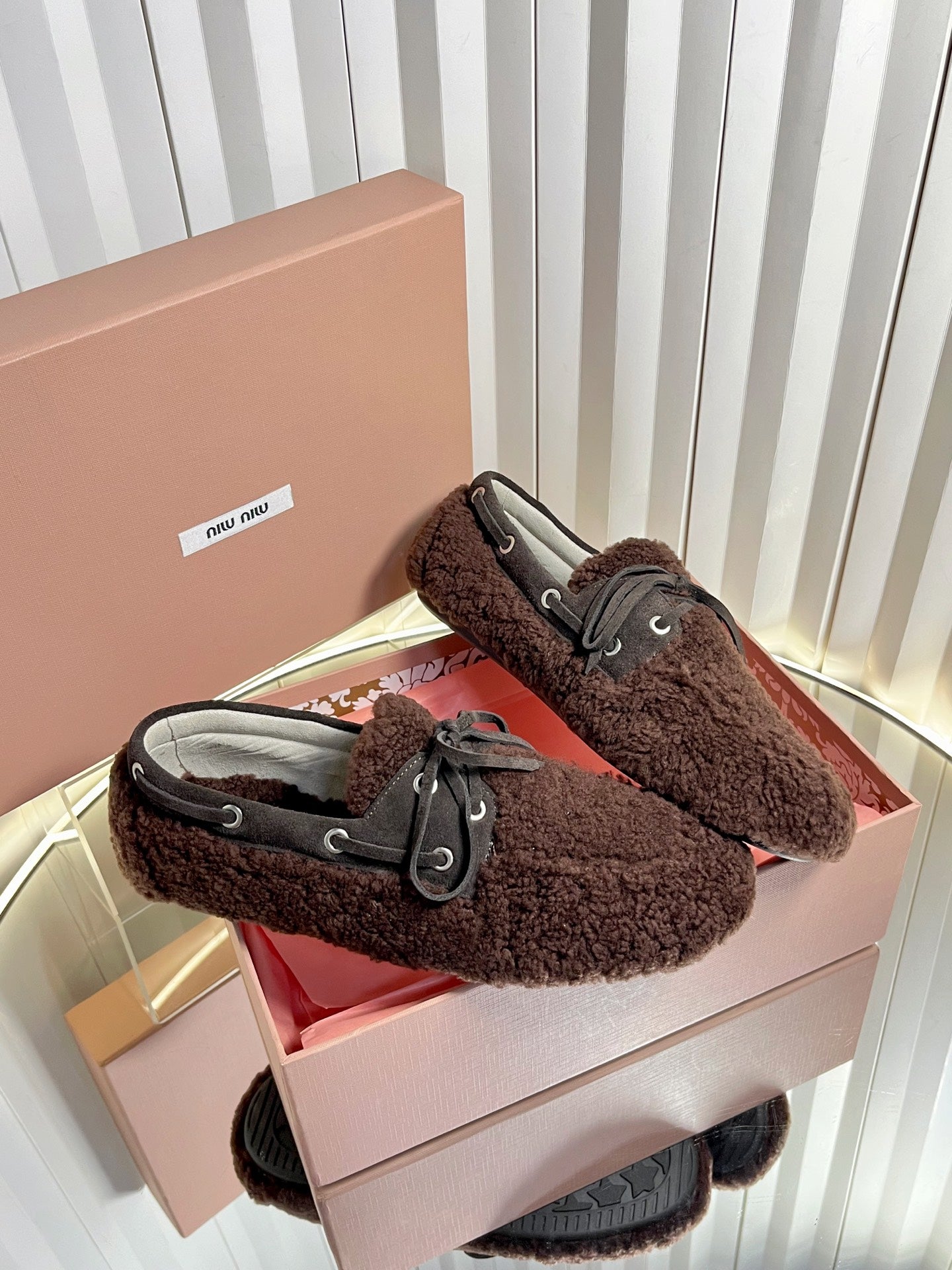 Miumiu 25 Loafer Chocolate Brown Wool 548412
