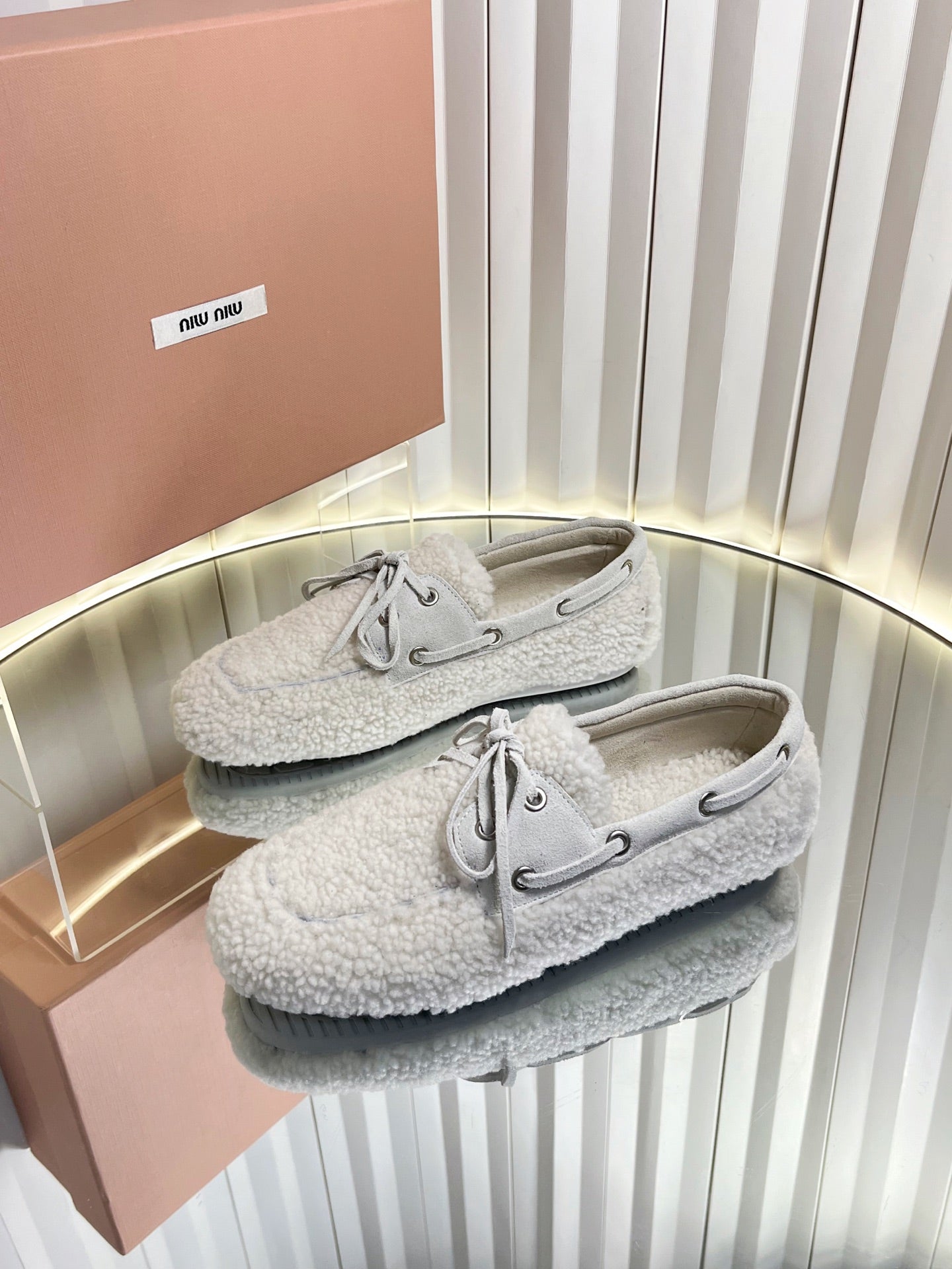 Miumiu 25 Loafer White Wool 548413