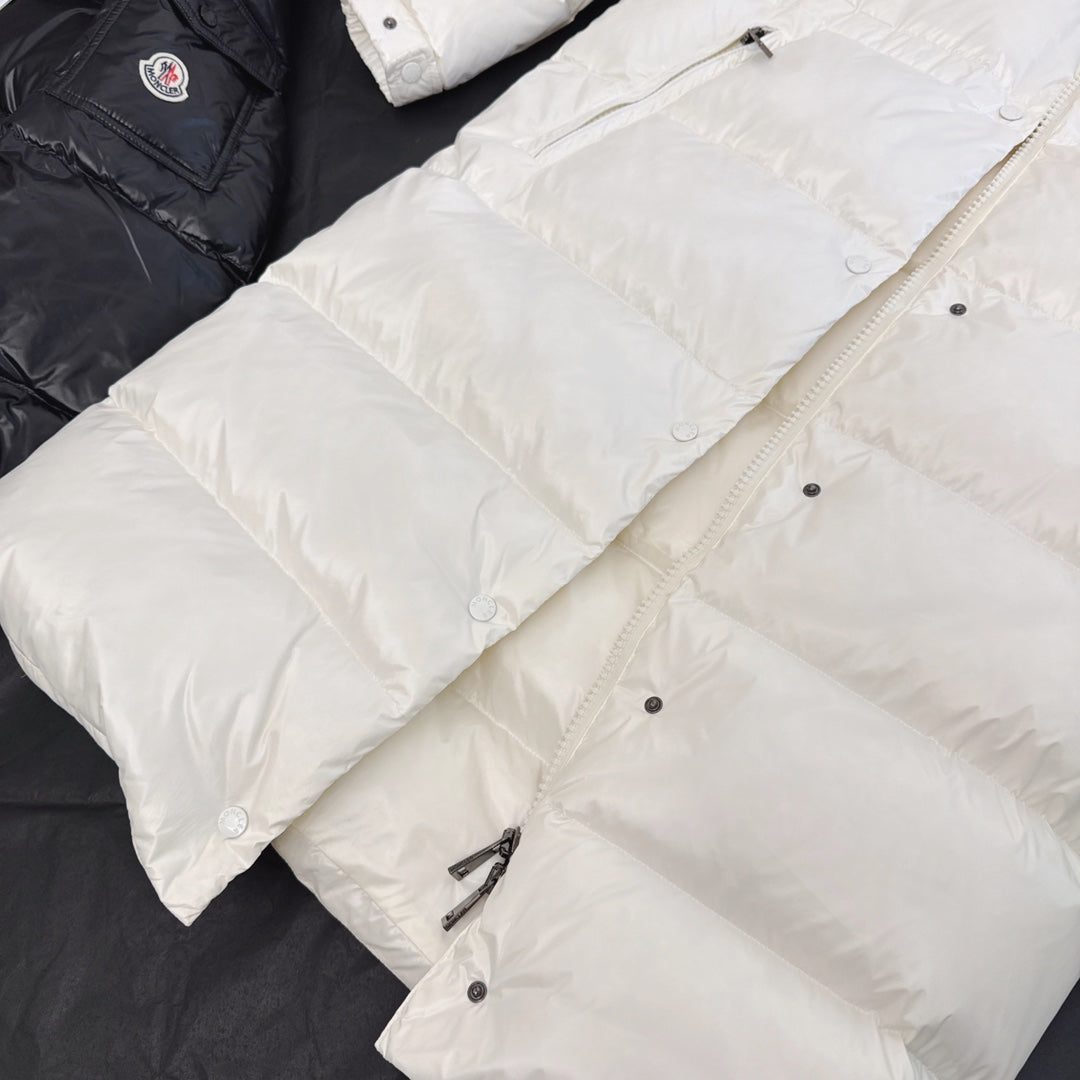 Moncler 2025 Cavettaz Long Coat White Nylon Down