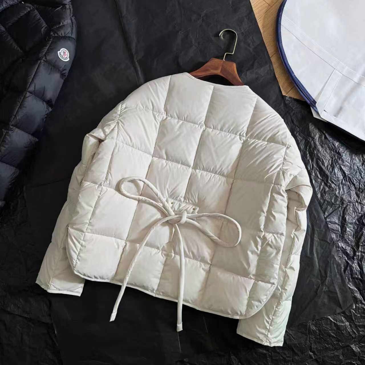 Moncler 2025 Caramagne Belted Short Jacket Cream Down Polyester