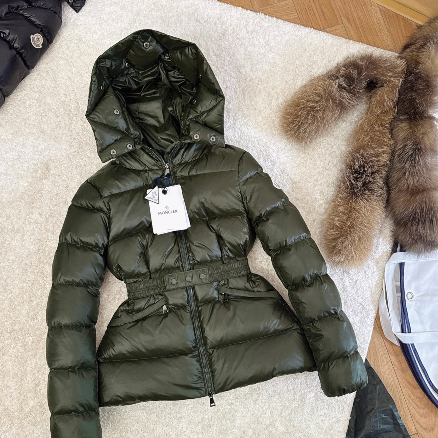 Moncler 25 Fur Collar Down Dark Green Jacket