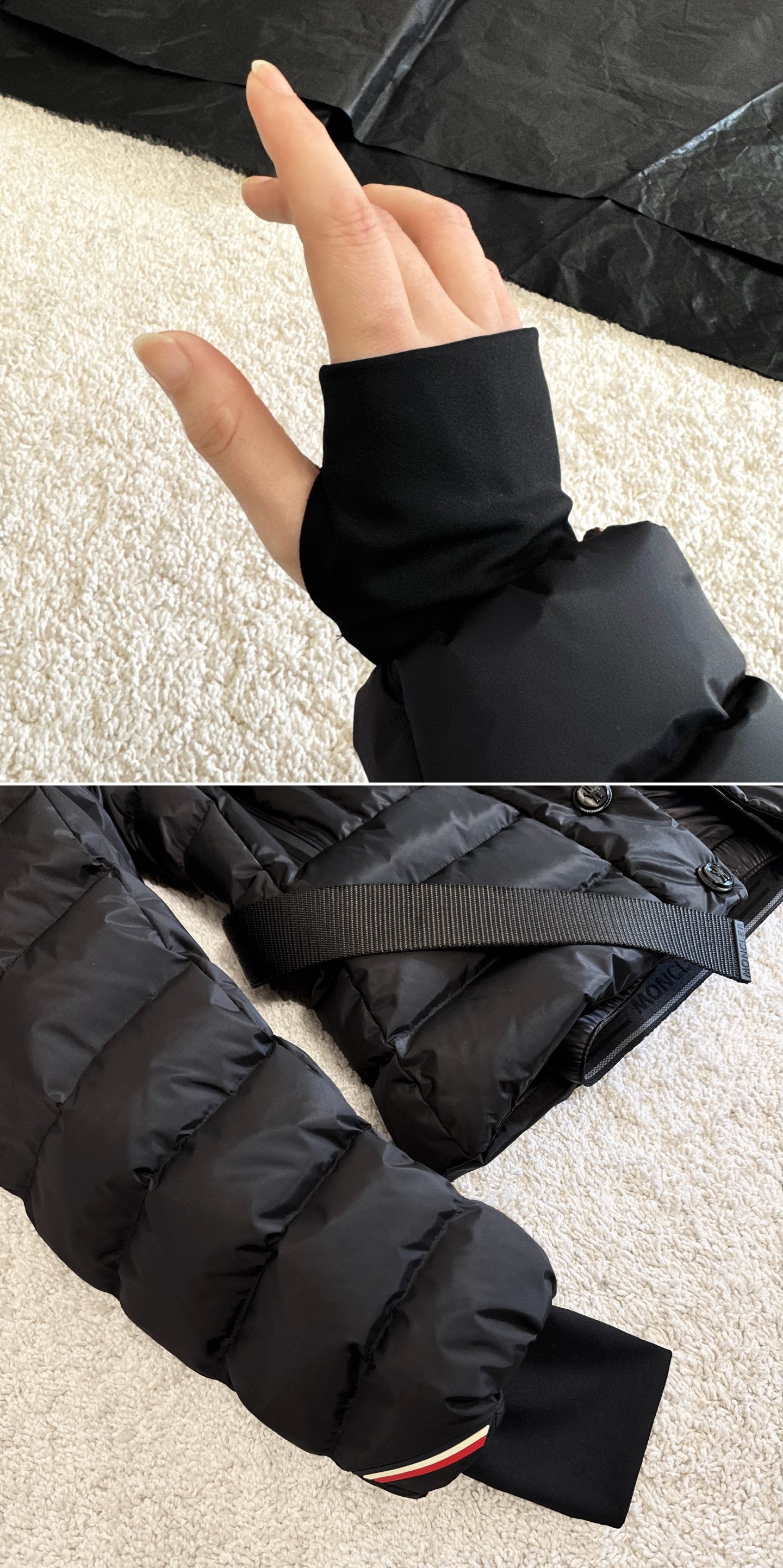 Moncler 2025  Grenoble 'Beverley' Hooded Shearling-trimmed Ski Black Down Jacket