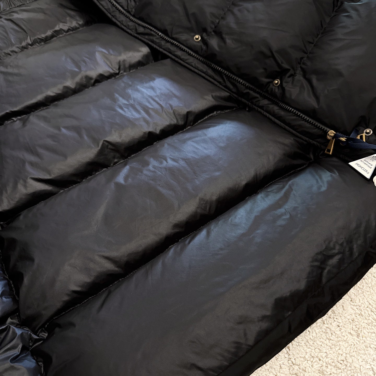 Moncler 2025 Chamer Wool-Trimmed Hooded Long Jacket Black Down