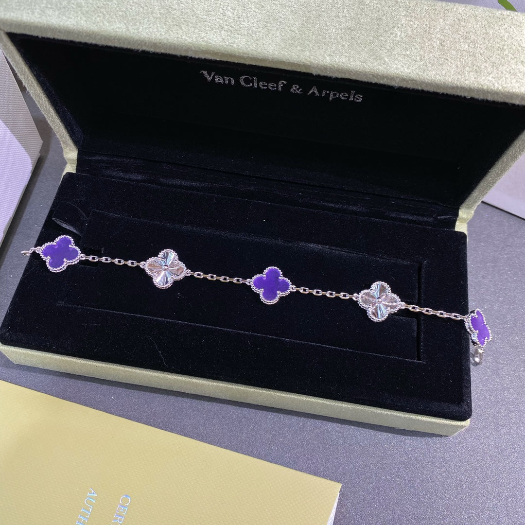 VCA Clover Vintage Violet 5 Motifs Sliver Bracelet
