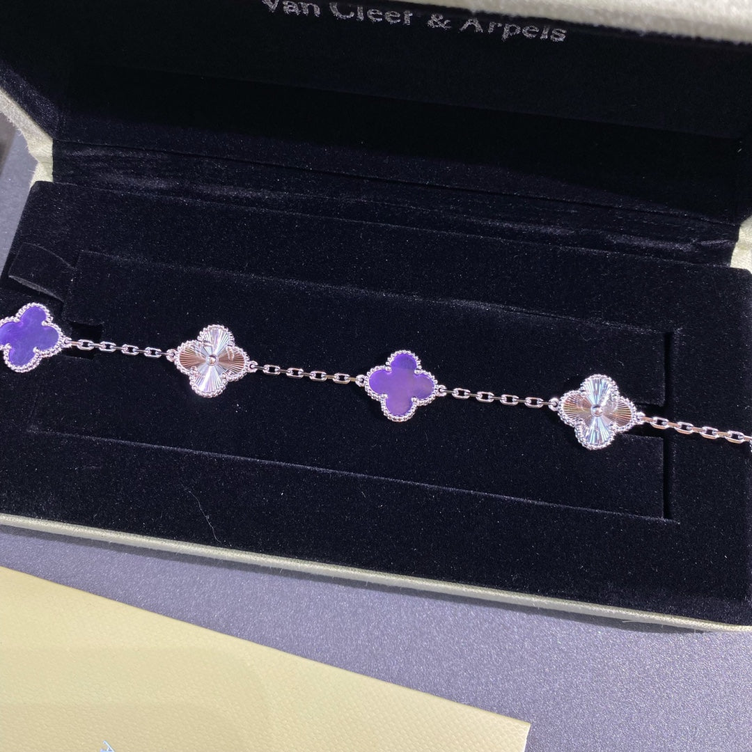 VCA Clover Vintage Violet 5 Motifs Sliver Bracelet