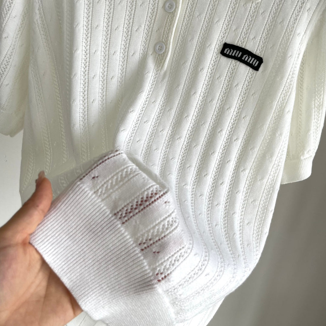 Miu 25 Polo T- Shirt White Wool 232683