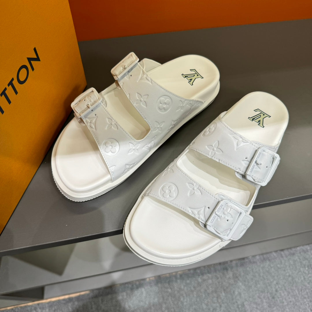 LV DAD SANDAL WHITE EMBOSSED CALFSKIN