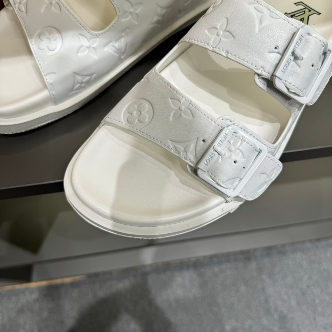 LV DAD SANDAL WHITE EMBOSSED CALFSKIN