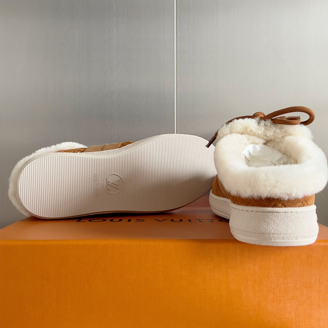 LV Lous Open Back Sneaker 30mm Brown Monogram Suede