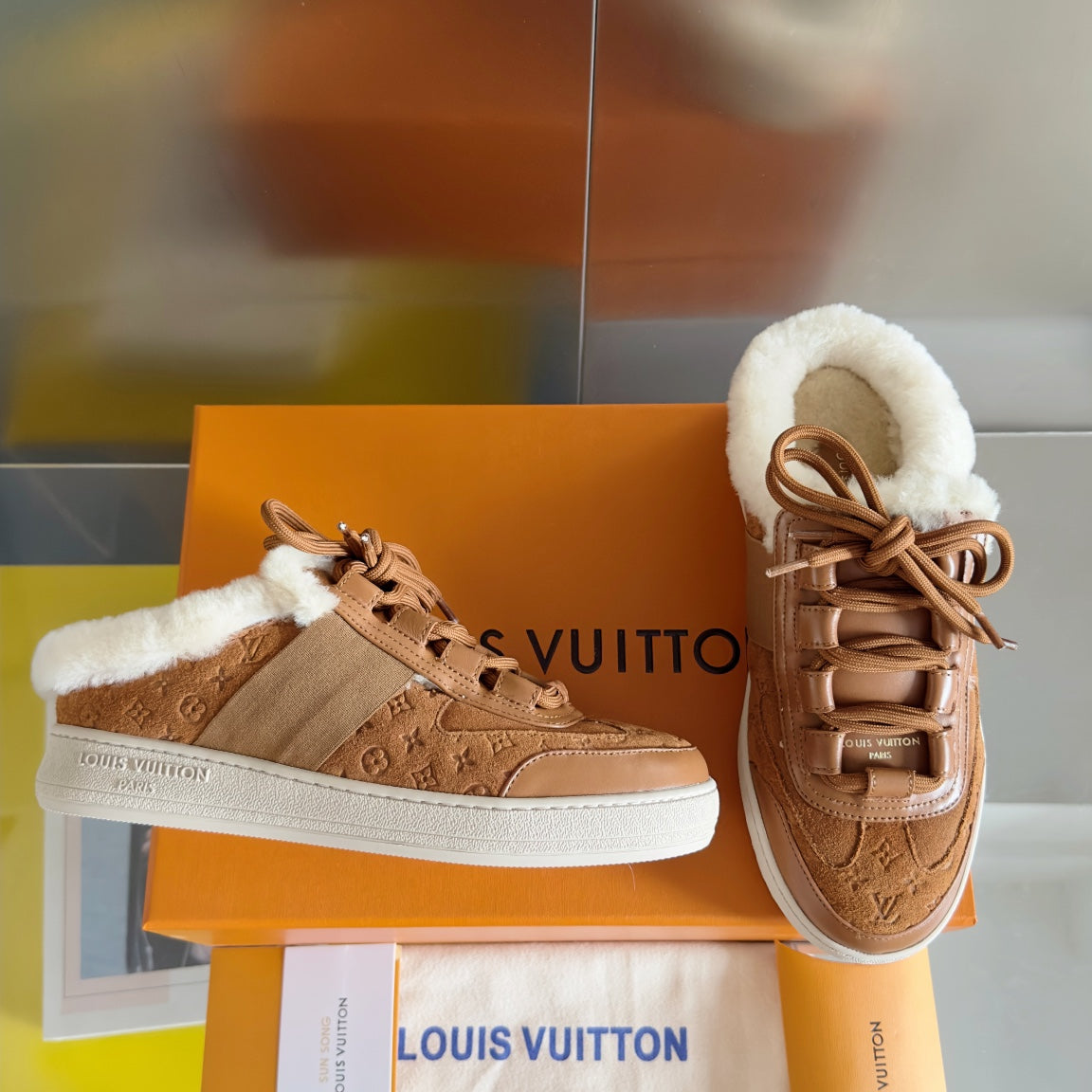 LV Lous Open Back Sneaker 30mm Brown Monogram Suede
