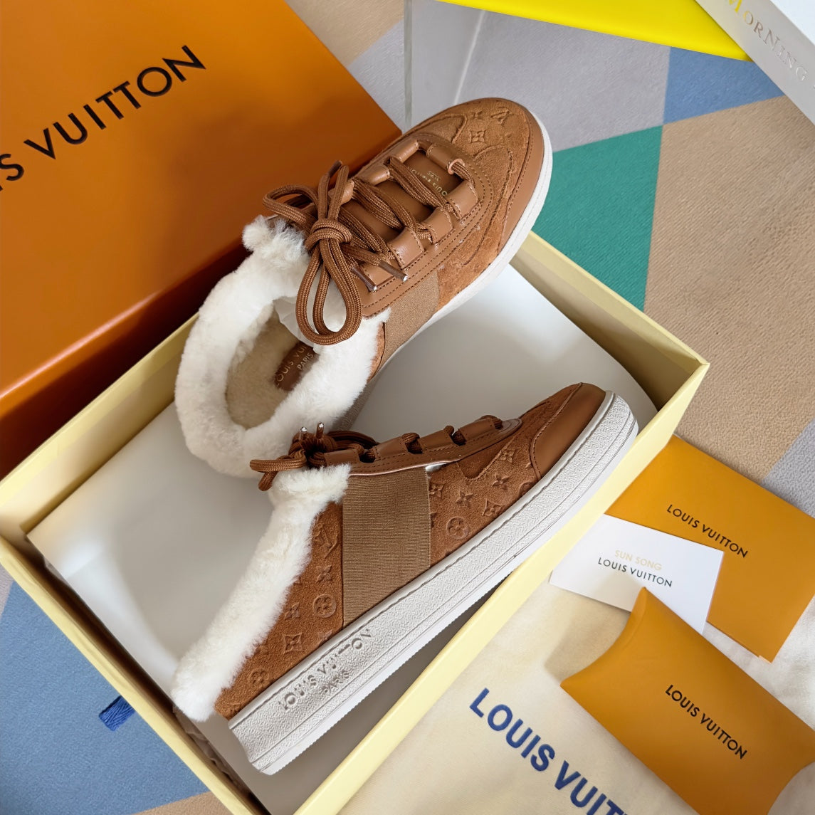 LV Lous Open Back Sneaker 30mm Brown Monogram Suede