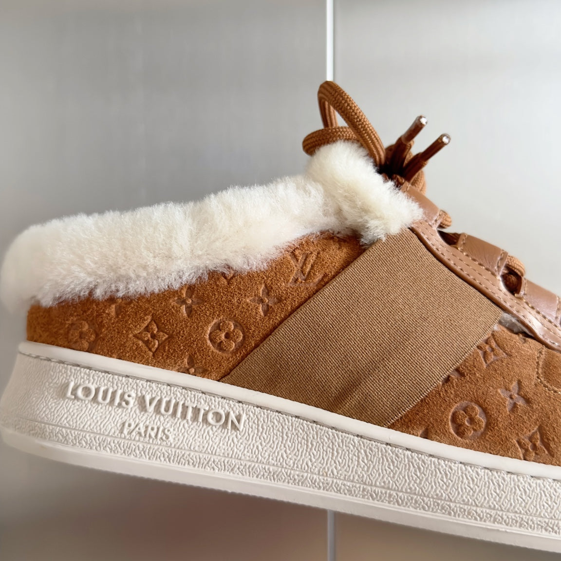 LV Lous Open Back Sneaker 30mm Brown Monogram Suede