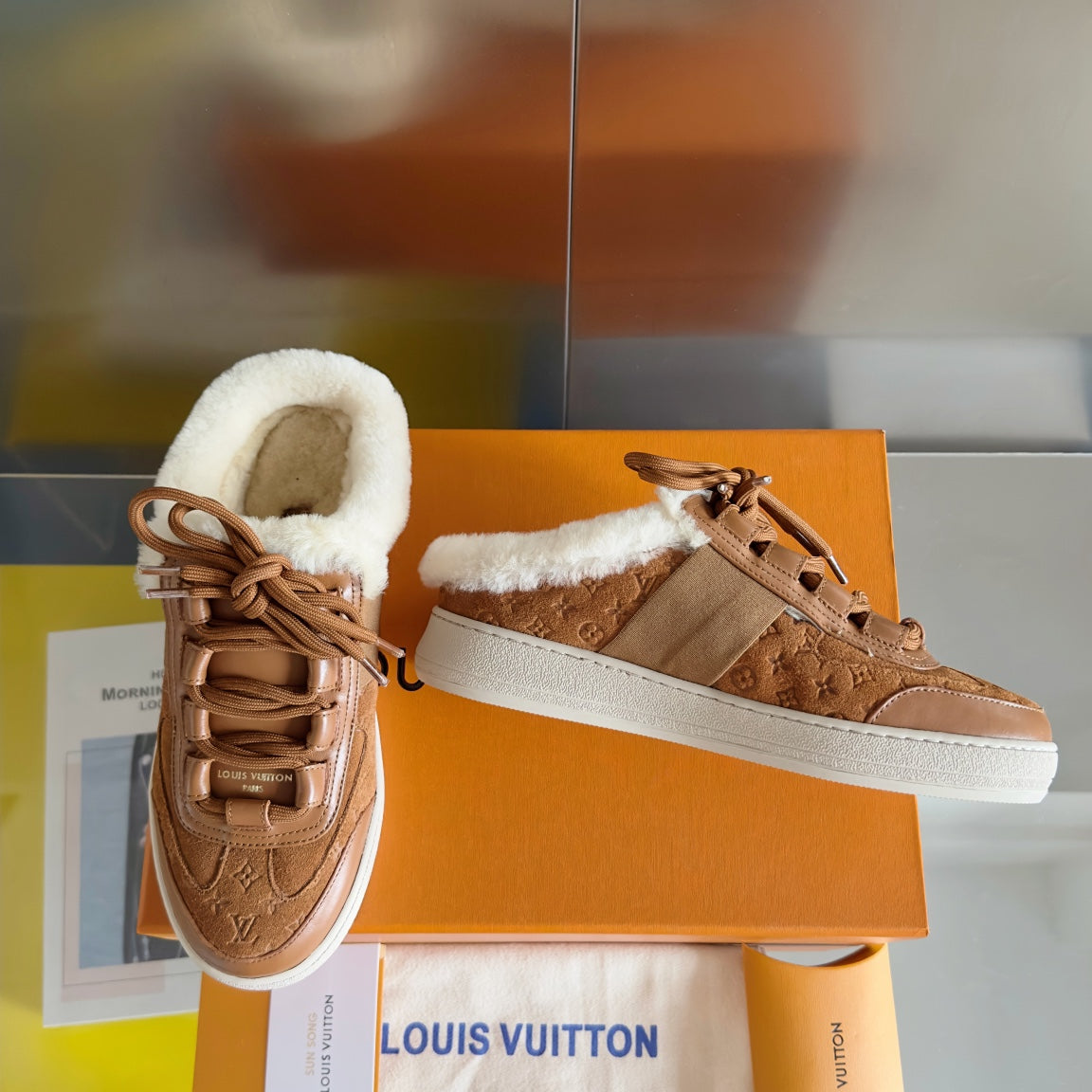 LV Lous Open Back Sneaker 30mm Brown Monogram Suede
