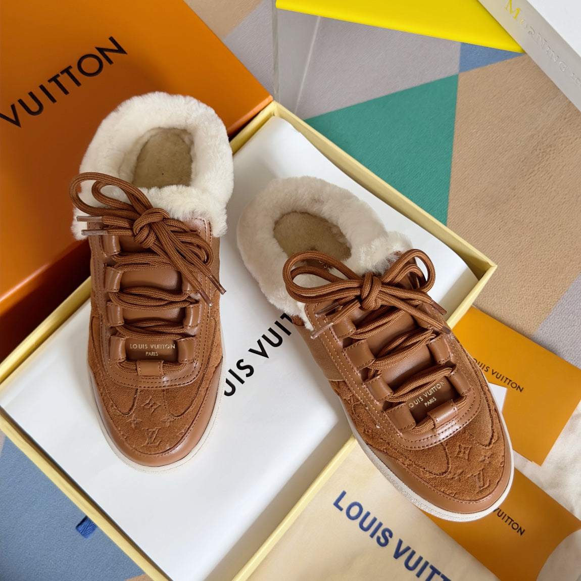LV Lous Open Back Sneaker 30mm Brown Monogram Suede