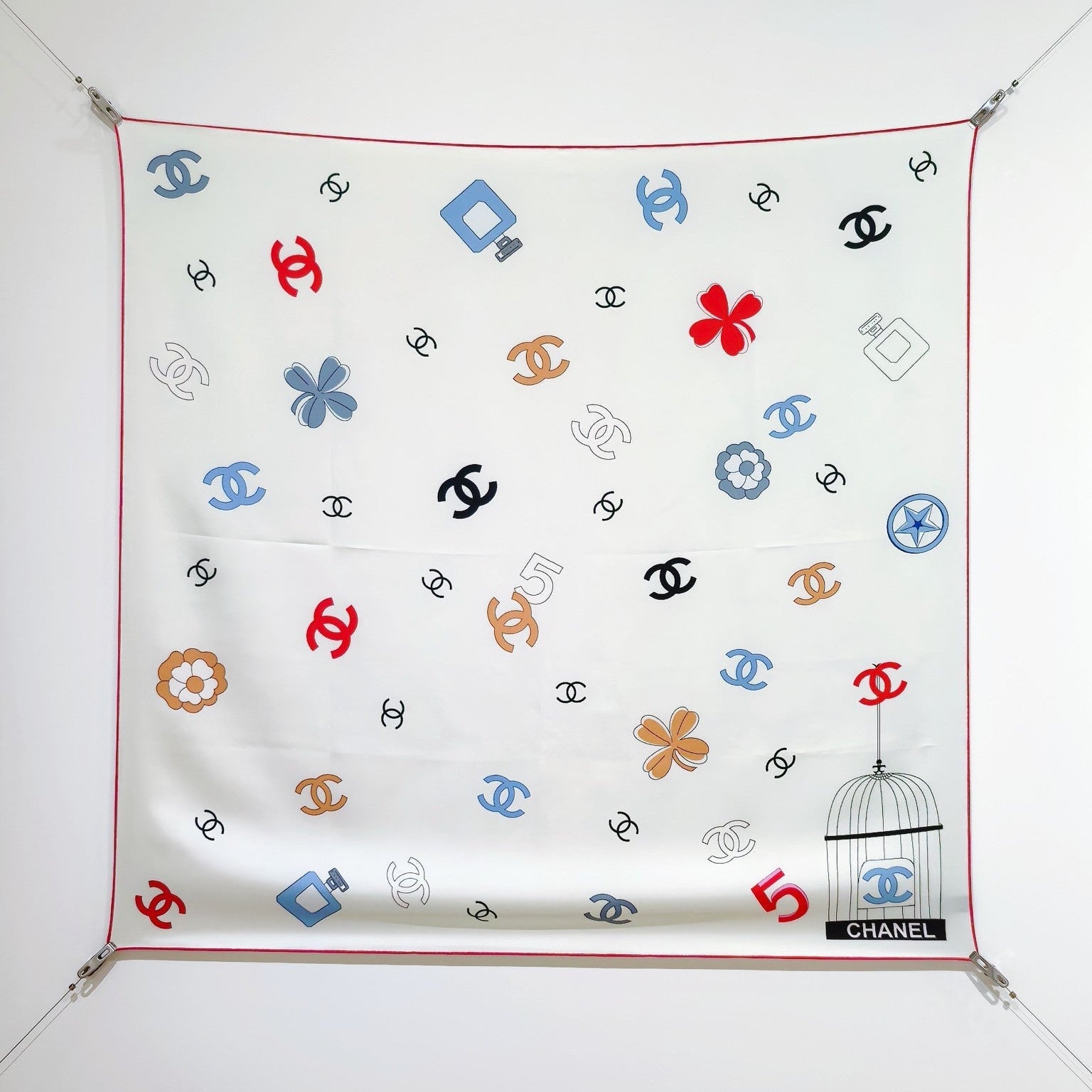 CC 25 Scarf 90CM In White Colorful Cashmere 293046