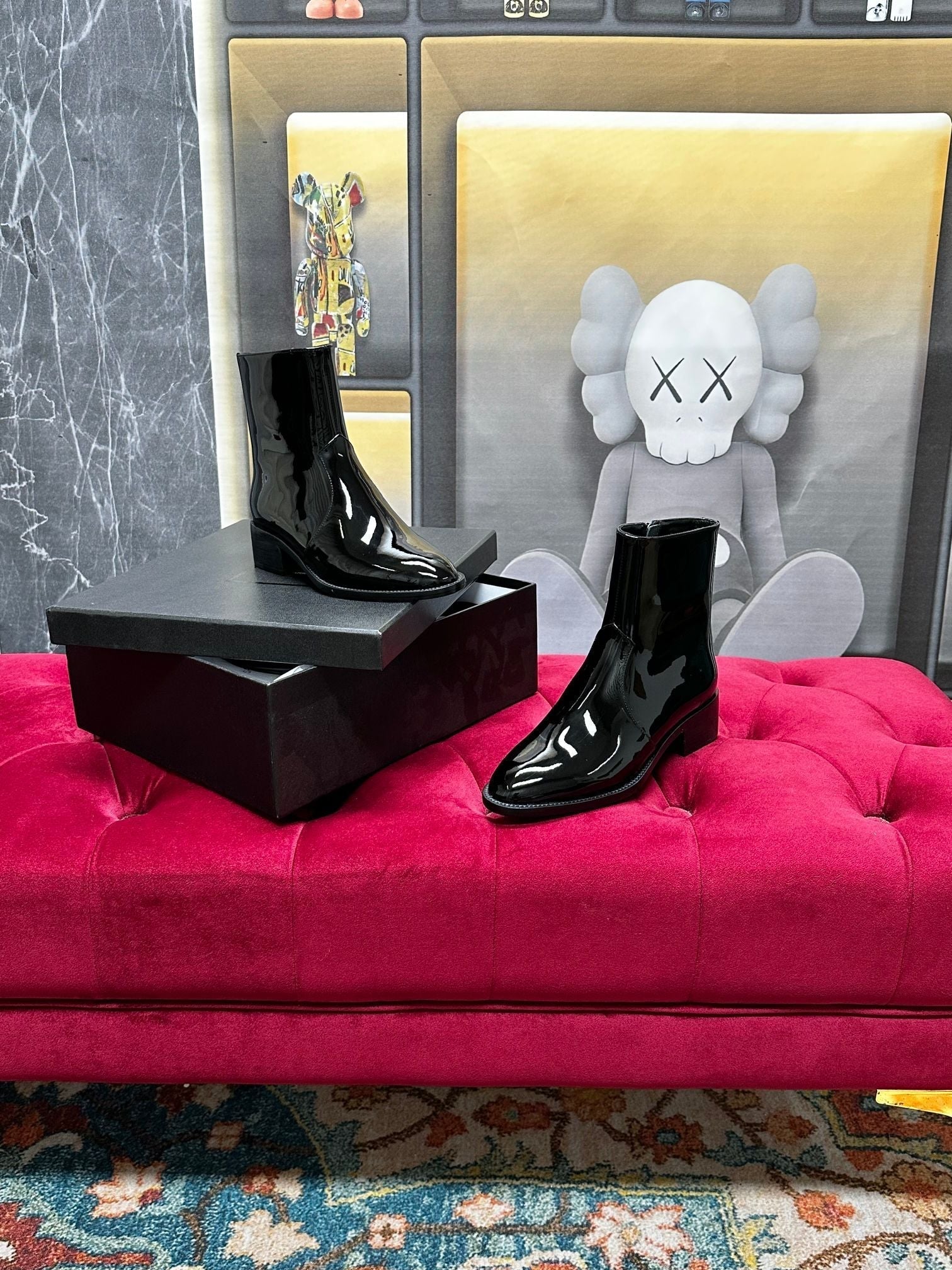 SL YVES NEW BOOTS BLACK POLISHED CALFSKIN