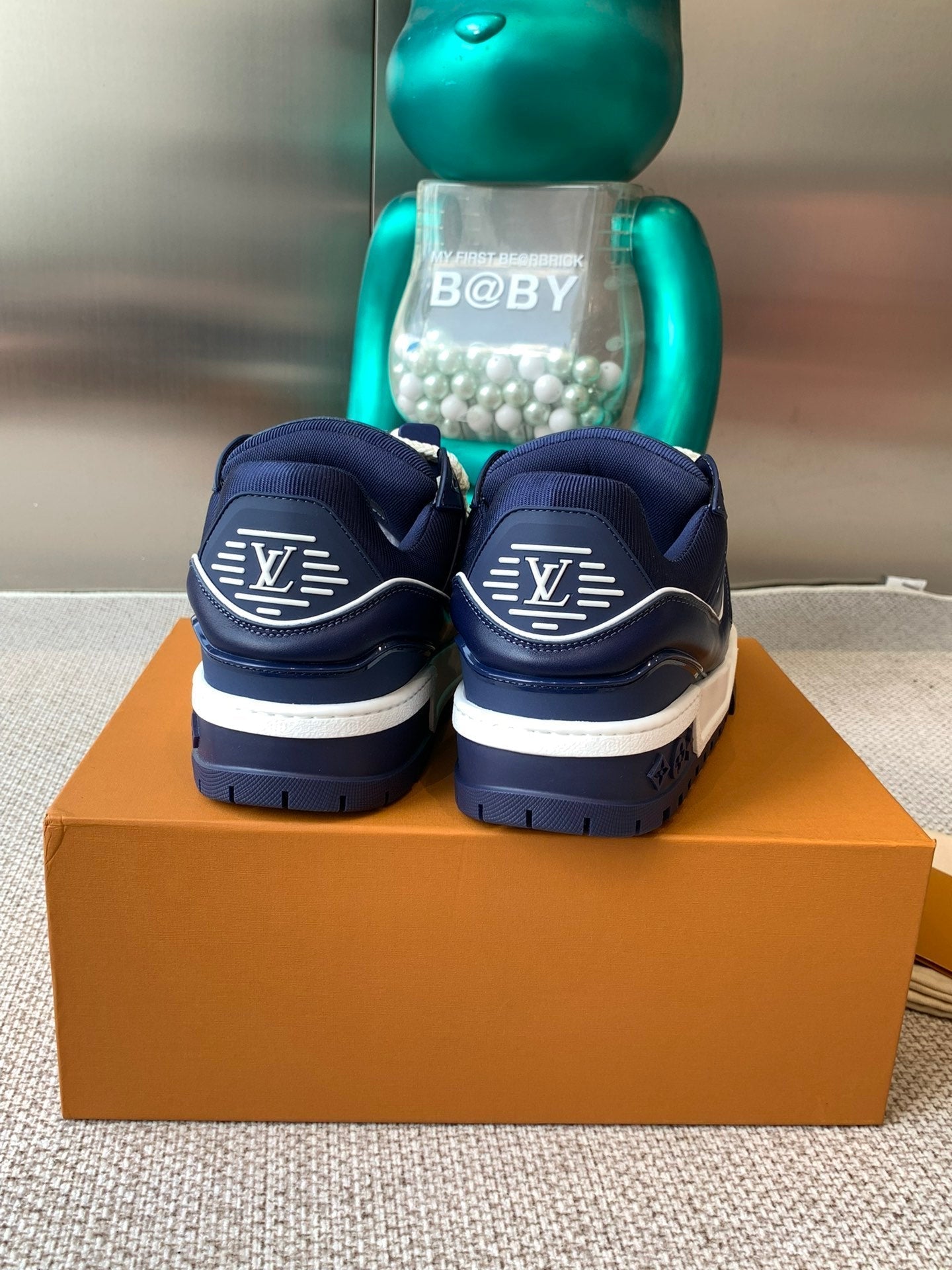 LV Trainer Maxi Sneaker Blue Charcoal Calfskin