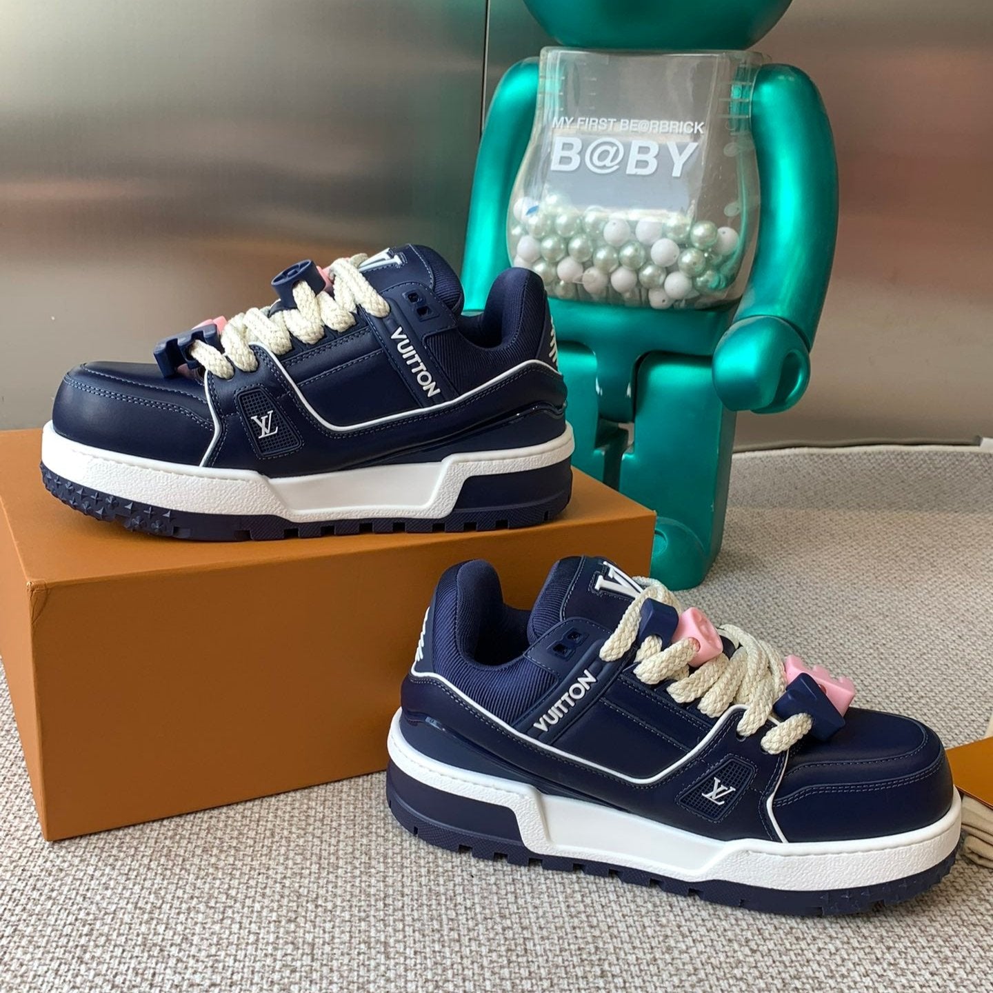 LV Trainer Maxi Sneaker Blue Charcoal Calfskin