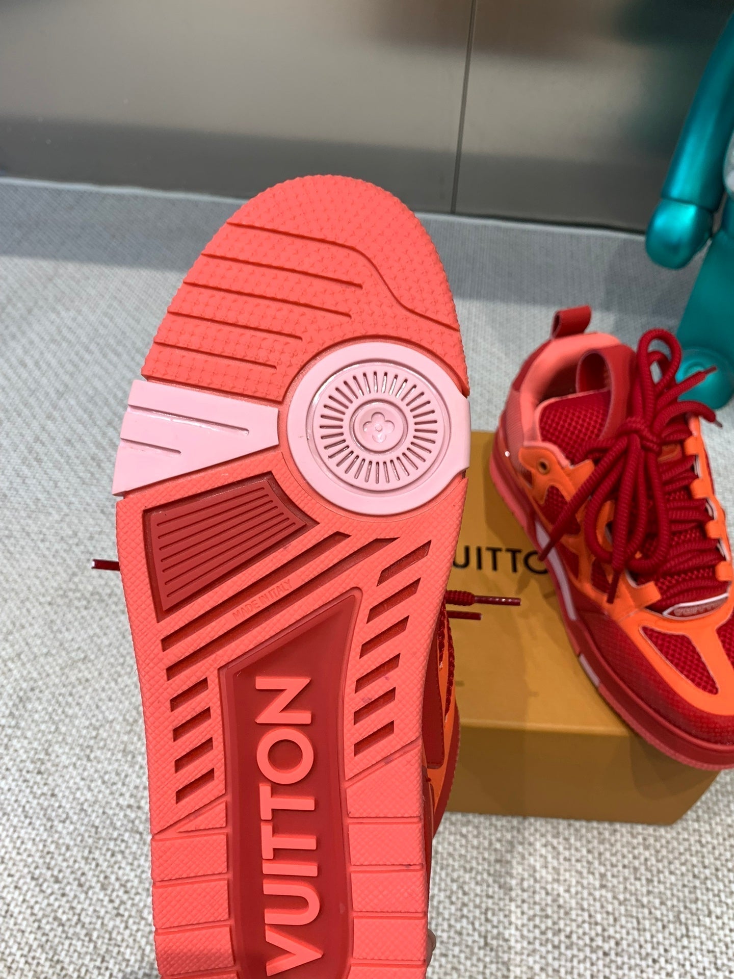 LV Skate Sneaker Red Mix Orange Cowhide