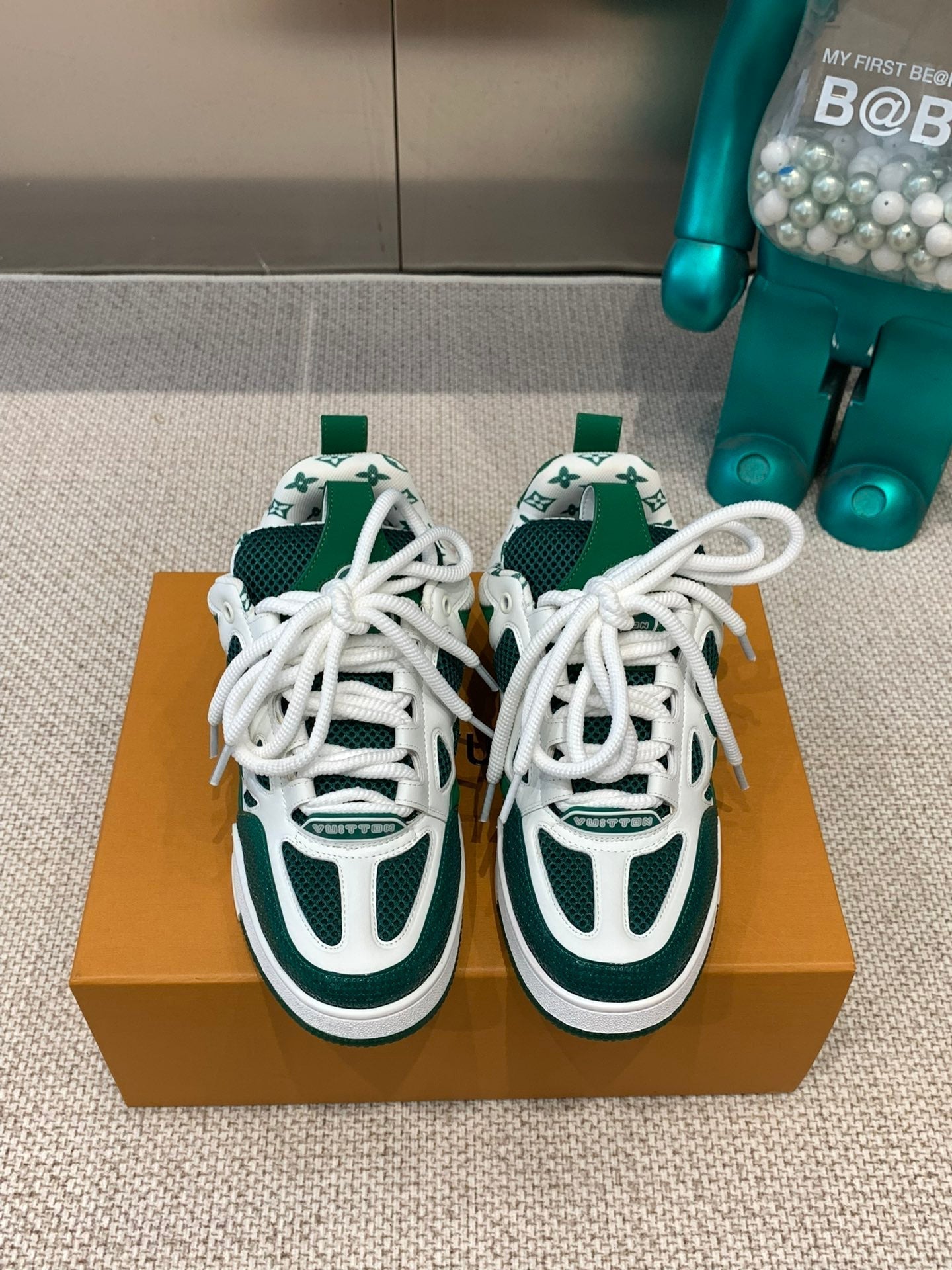 LV Skate Sneaker White Mix Green Cowhide