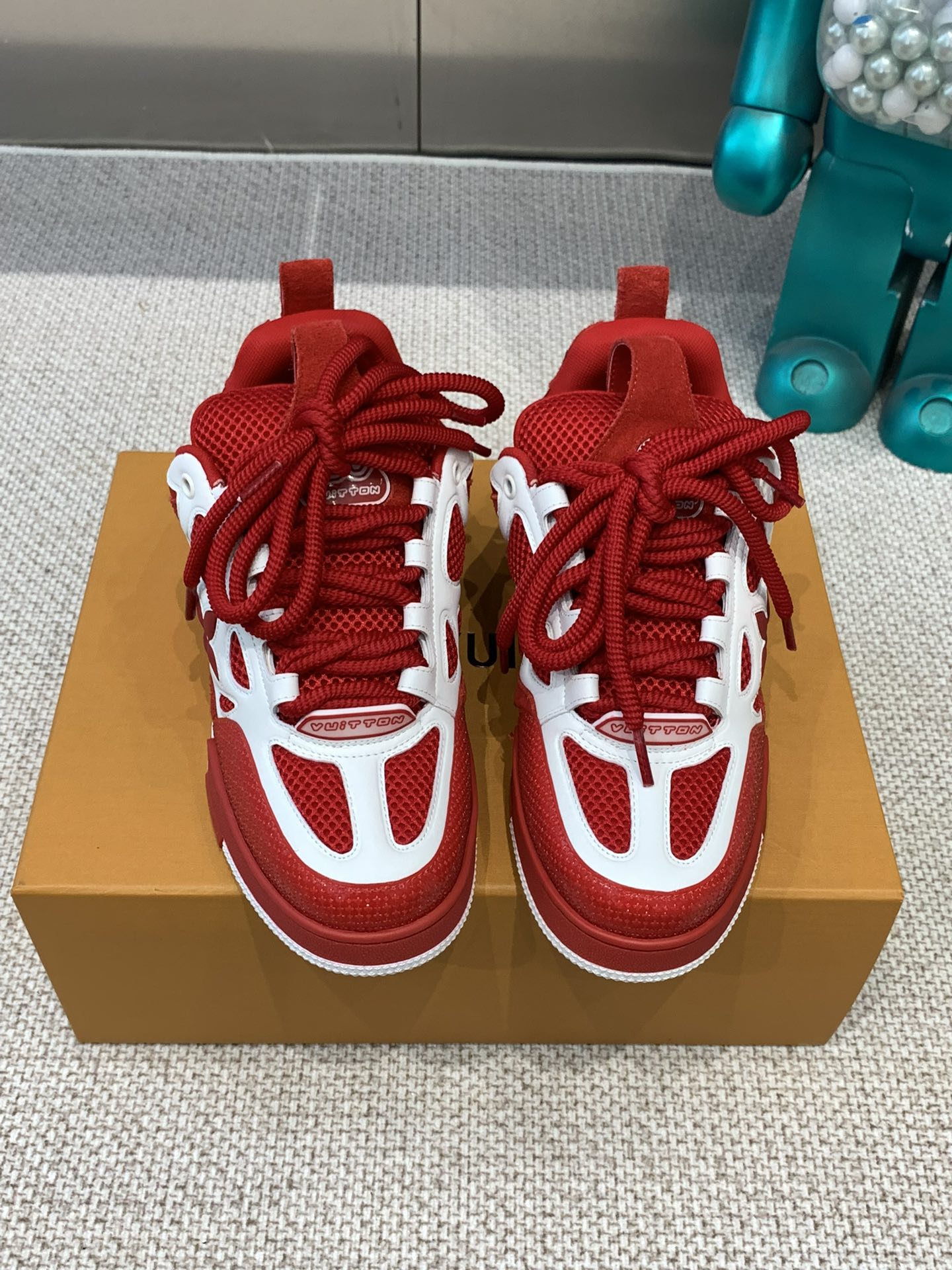 LV Skate Sneaker White Mix Red Cowhide